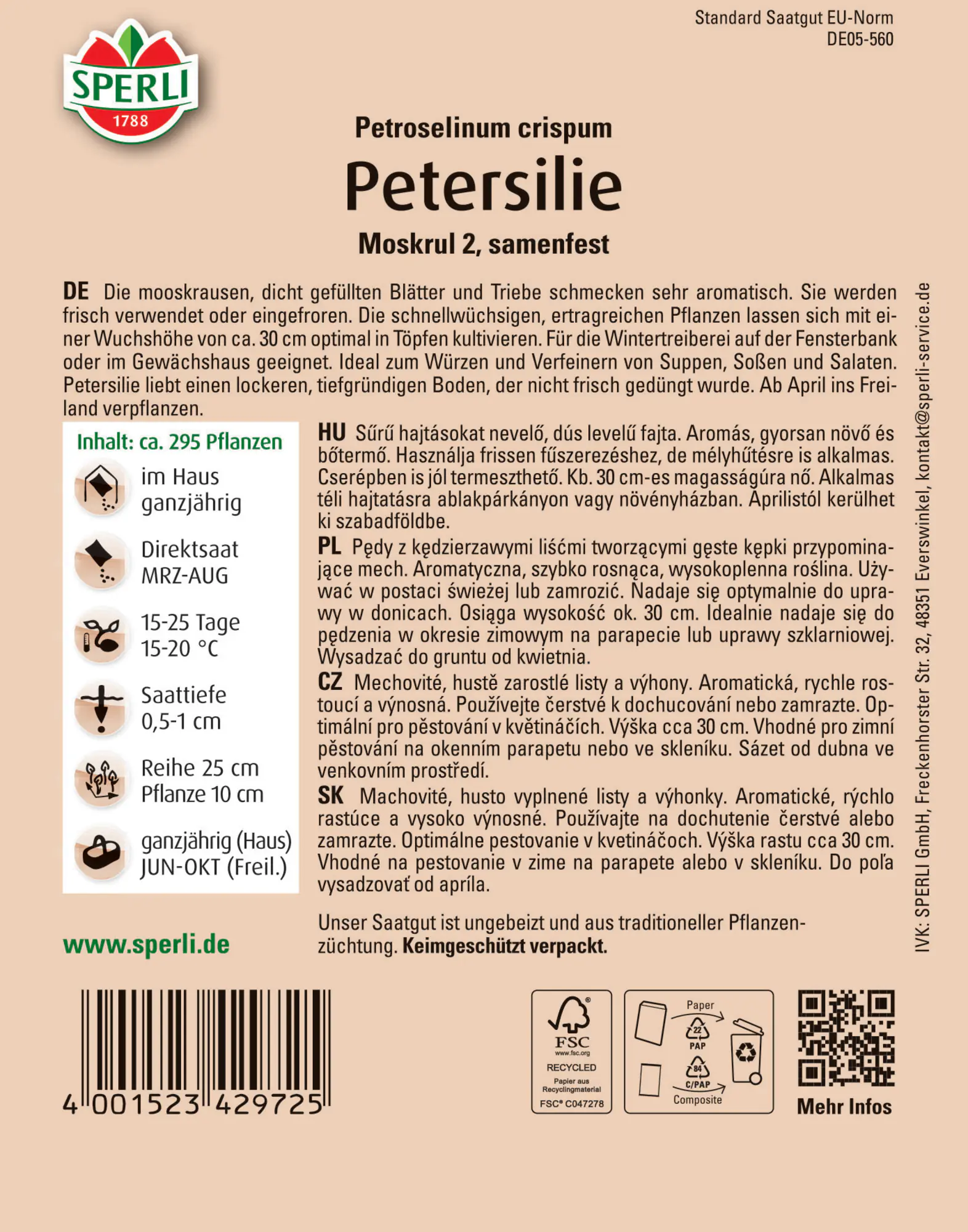 Sperli Petersilie Moskrul 2