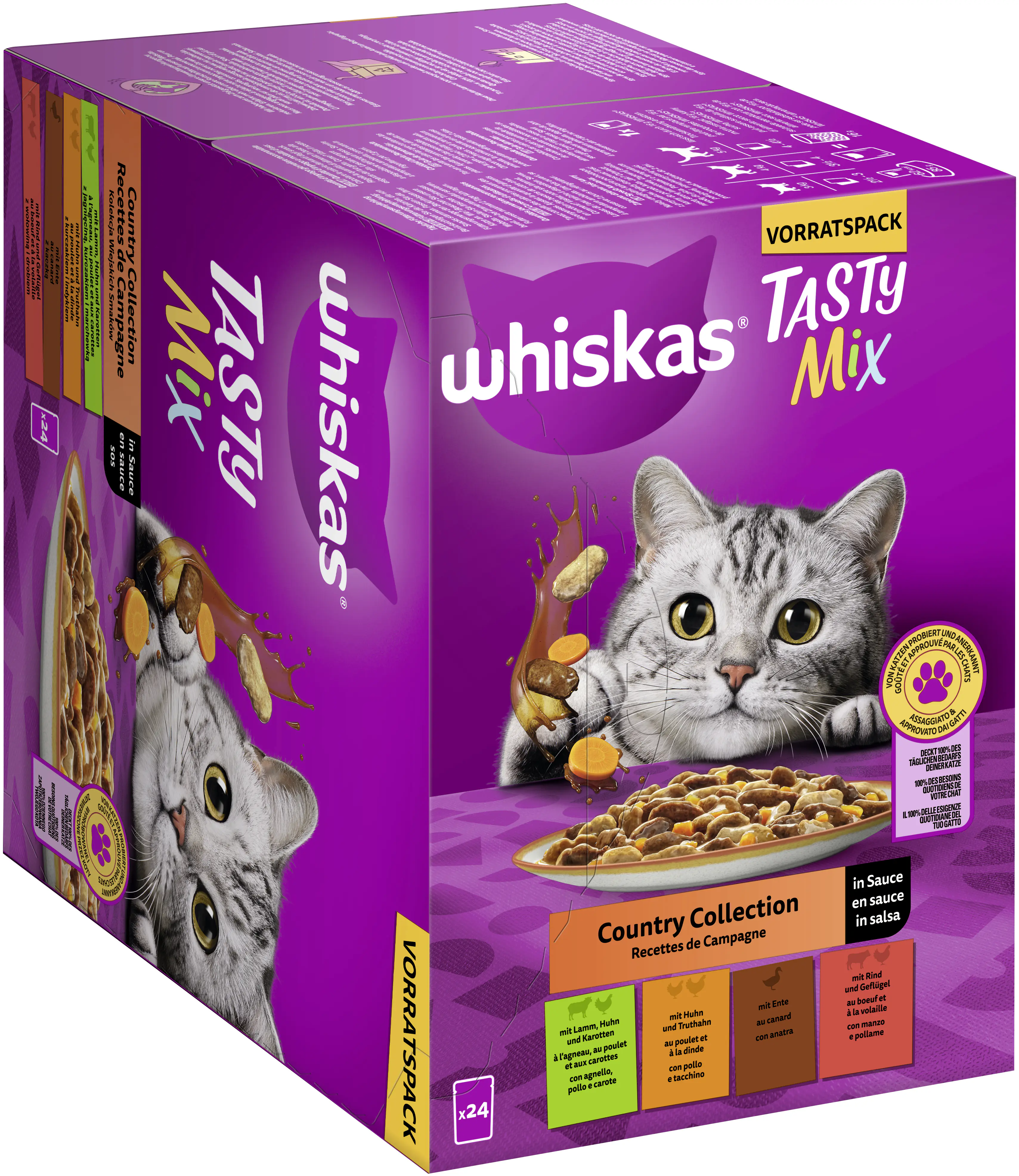 Whiskas Katzennassfutter Adult 24 x 85 g Tasty mix Country Collection