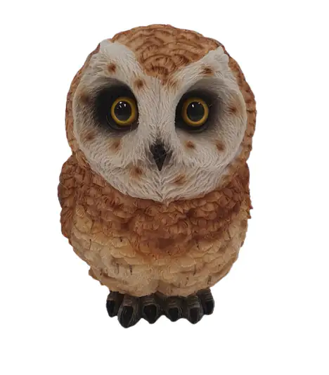 Dekofigur Eule weiß braun 18 x 12 x 12 cm