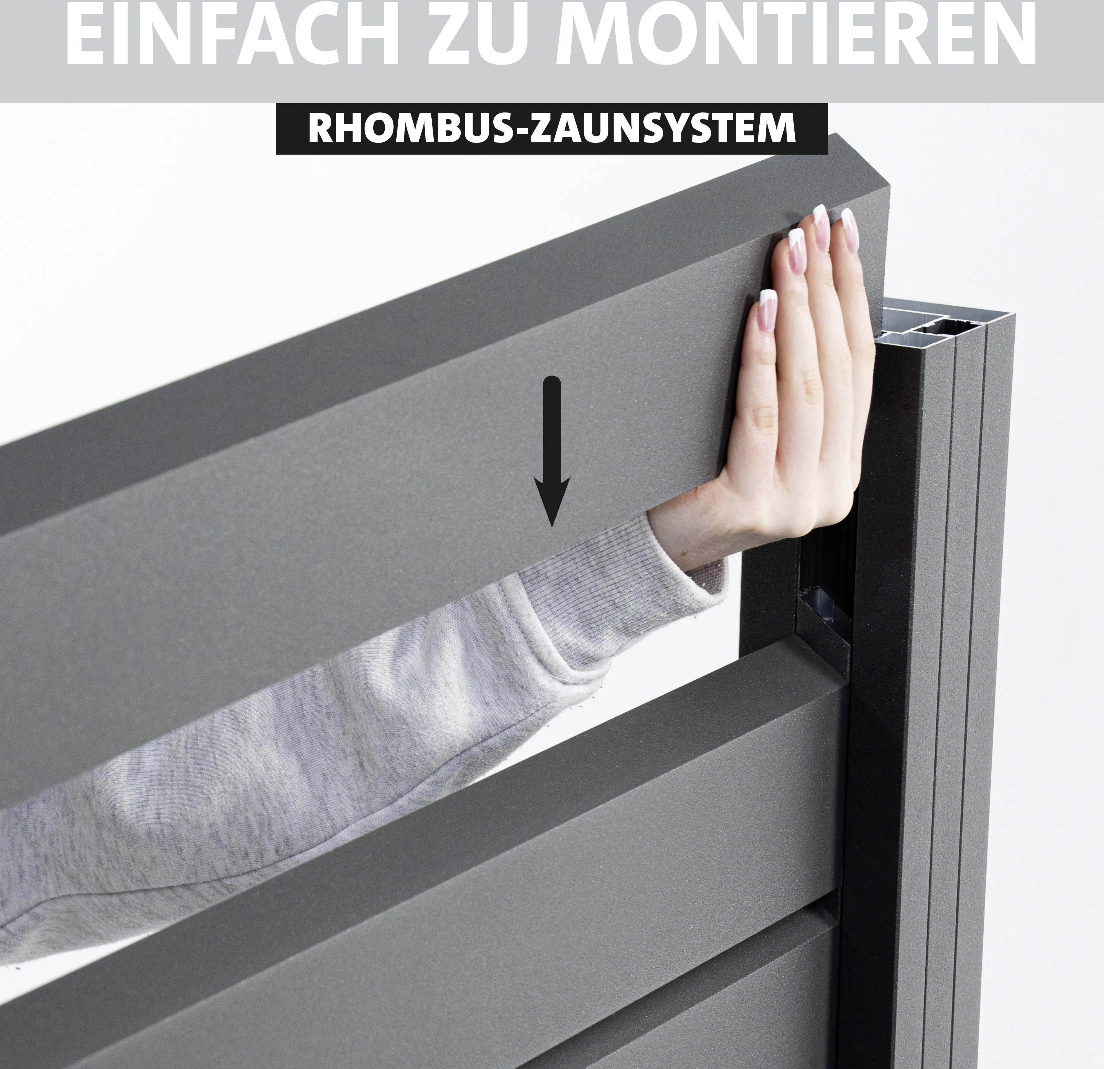Ambiente Alu-Zaun Grundset Rhombus MINI 187 x 124,2 cm grau