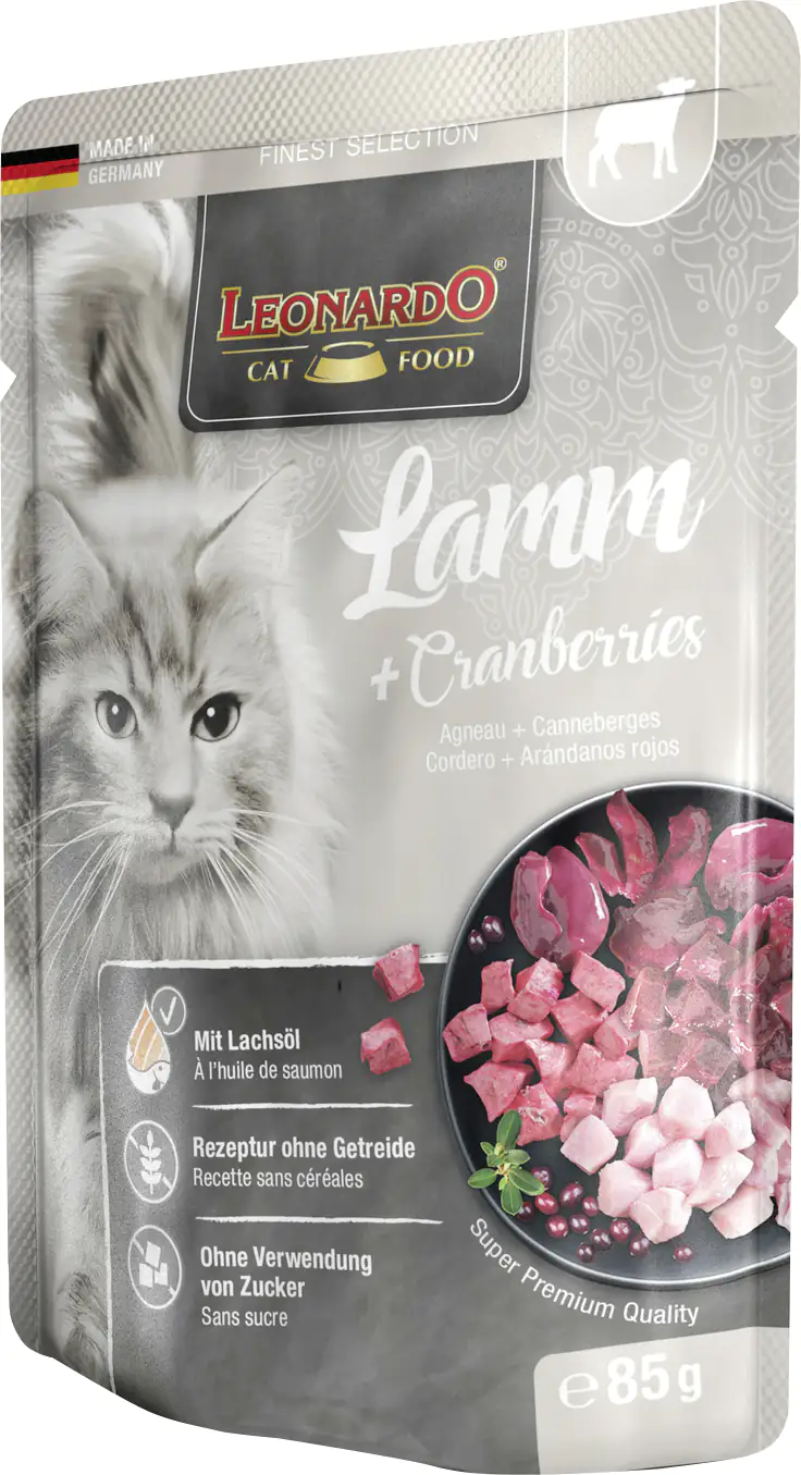 Leonardo Katzennassfutter Lamm und Cranberries 85 g