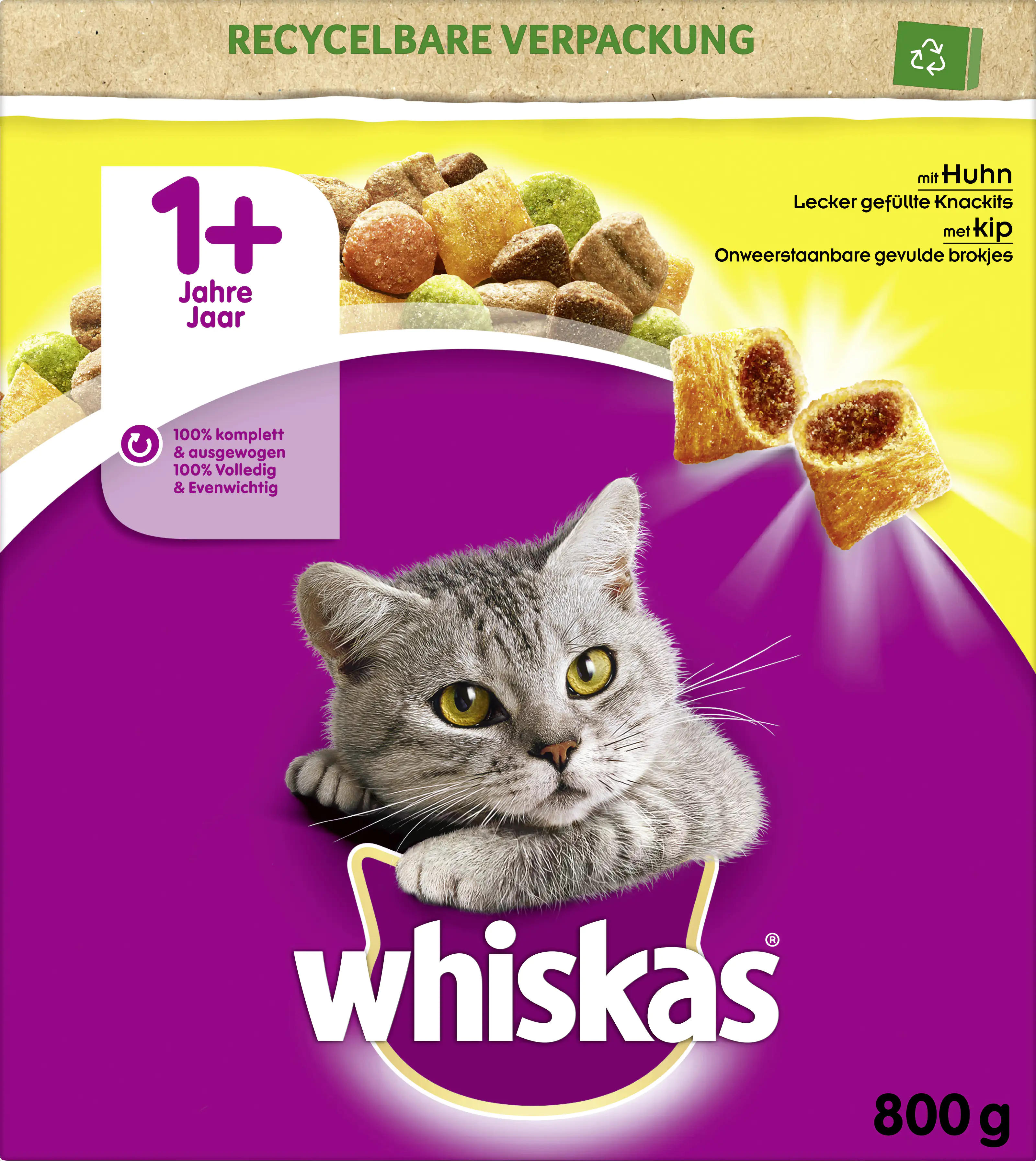 Whiskas Trockenfutter 1+ mit Huhn 800 g