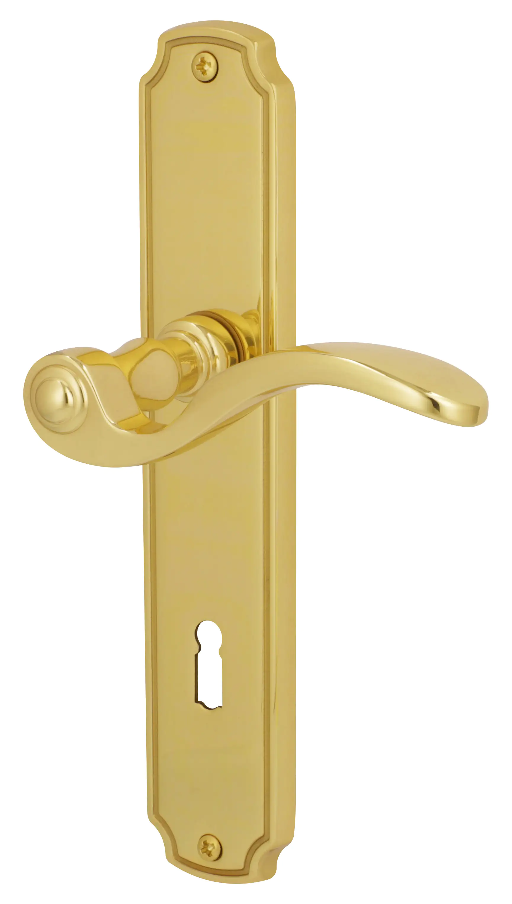 Alpertec BB-Langschildgarnitur Rebeca Messing gold abgerundet