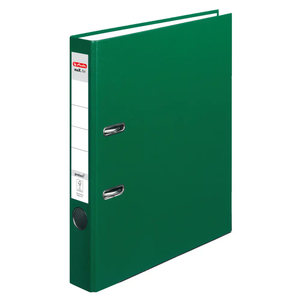 herlitz Ordner max. file protect A4 PP-Folienbezug Fenster 5 cm grün