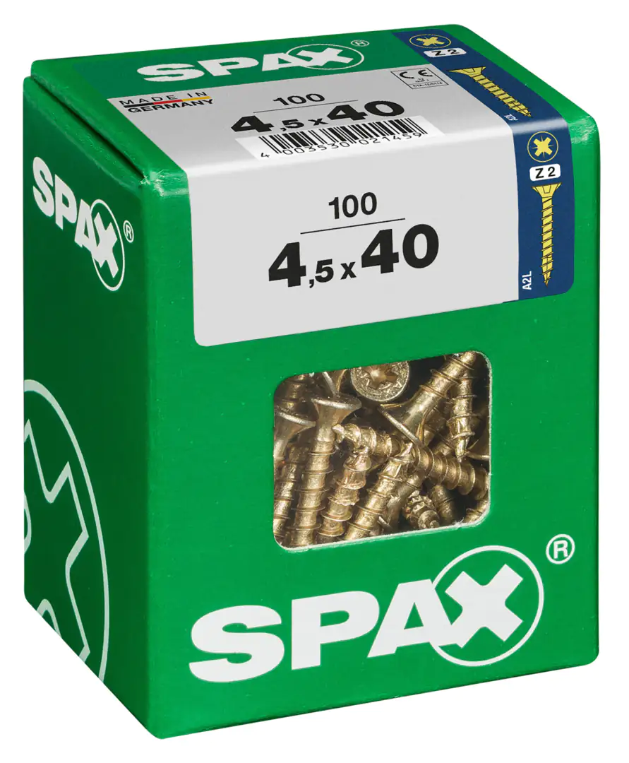 Spax Universalschrauben 4.5 x 40 mm PZ 2 Senkkopf - 100 Stk.