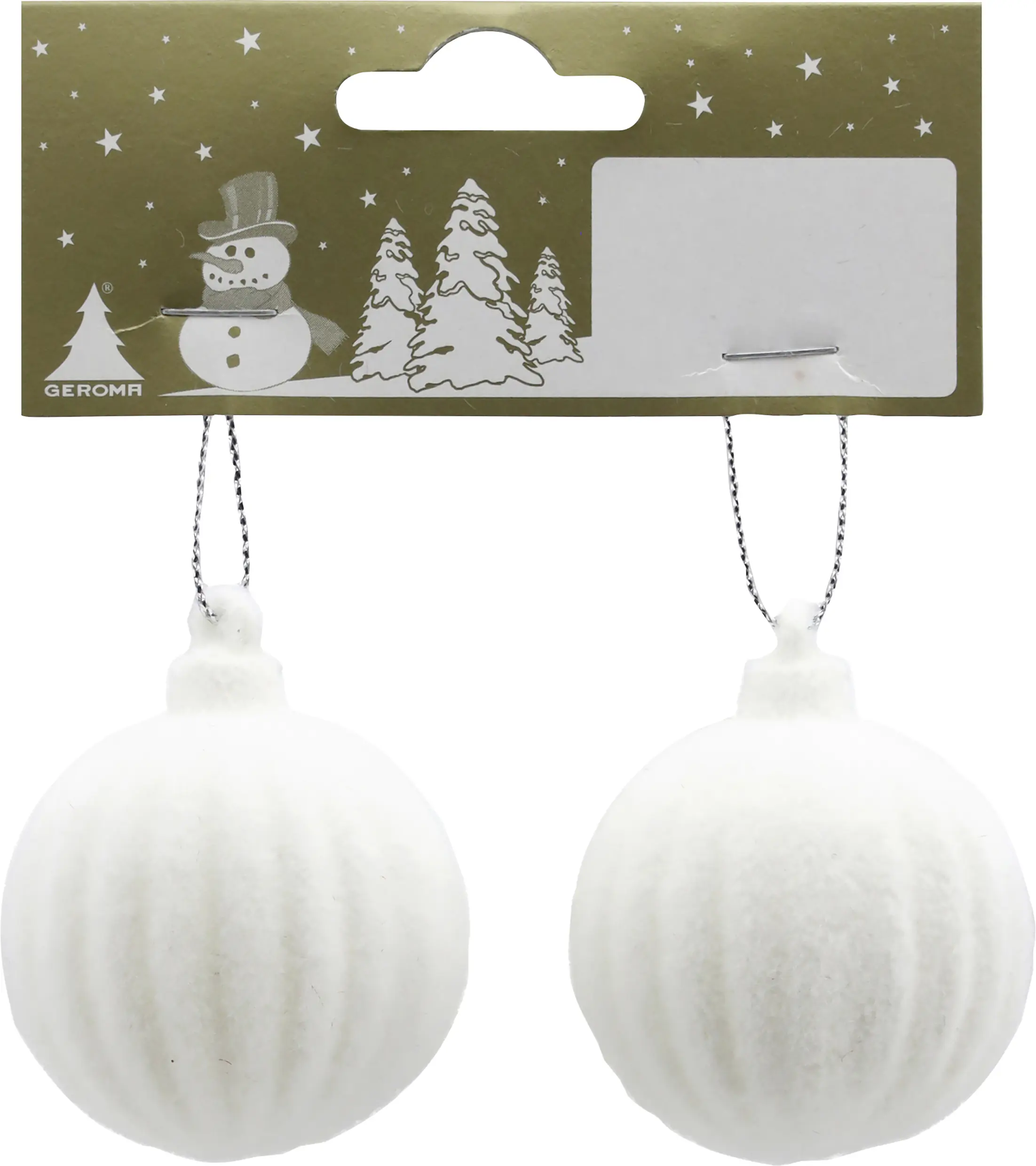 Weihnachtskugel beflockt aus Kunststoff Ø 4,5 cm weiß - 2 Stück