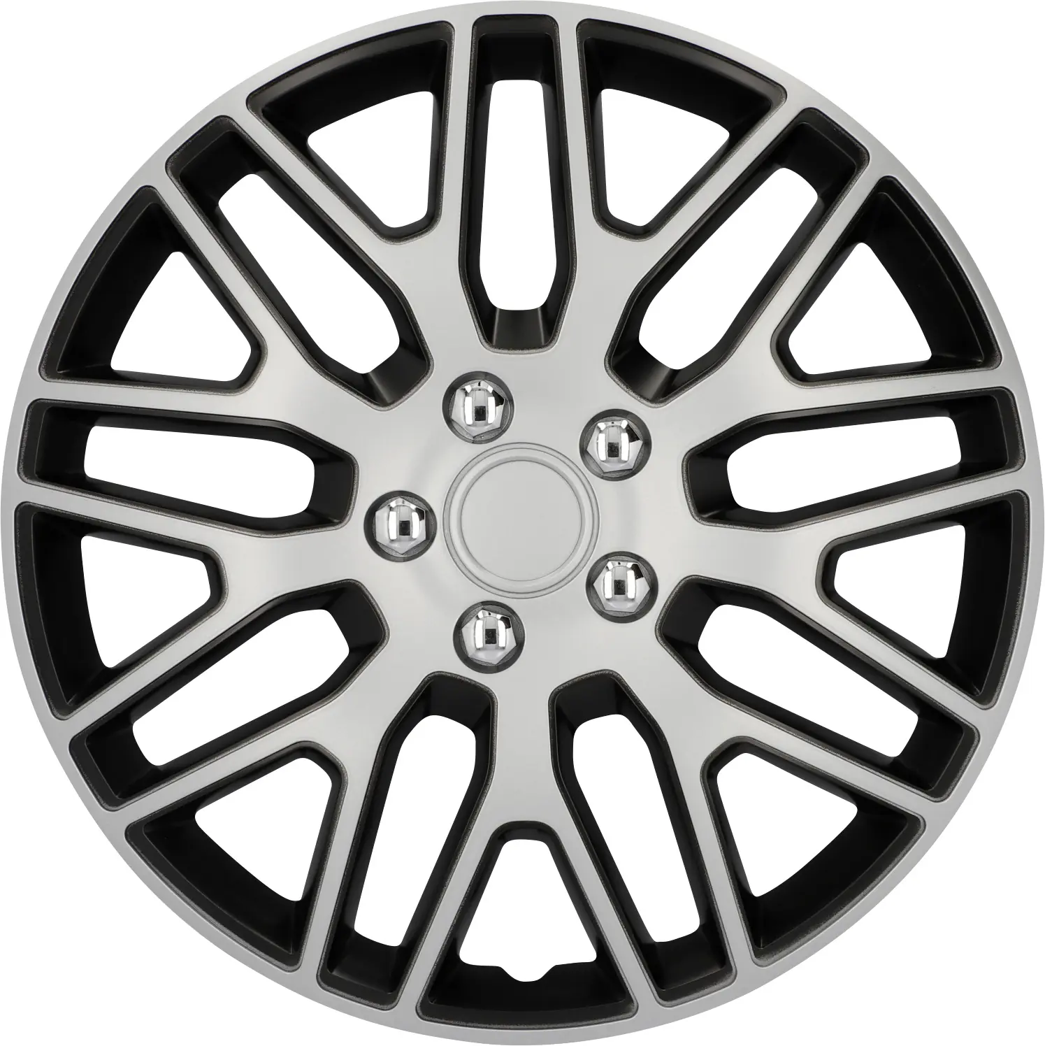 Cartrend Radzierblende Branch 38 cm (15 Zoll) silber schwarz 4 stück