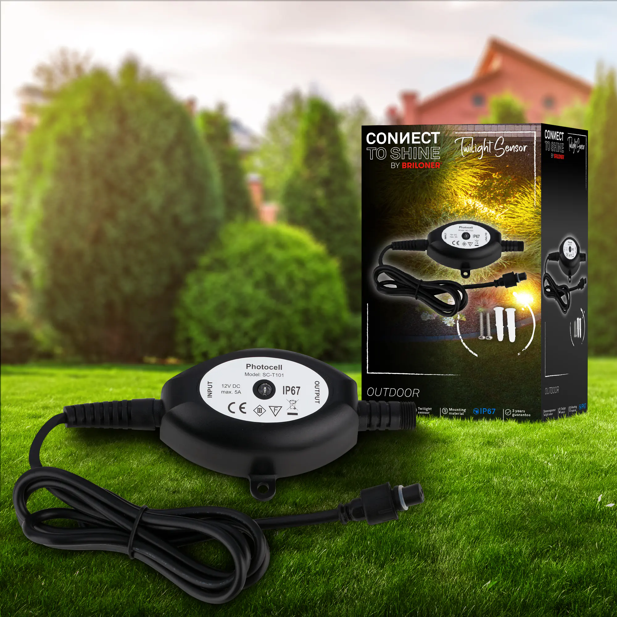 Briloner Dämmerungssensor Connect to Shine 12V schwarz, IP67 Briloner Dämmerungssensor Connect to Shine 12V schwarz, IP67
