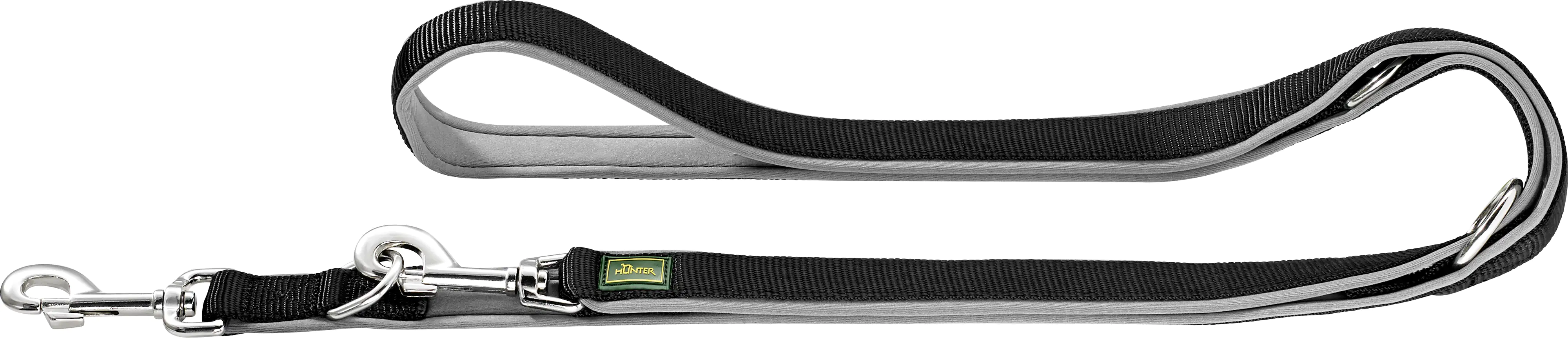 Verstellbare Führleine Neopren L x B: max. 200 cm x 2,0 cm schwarz-grau