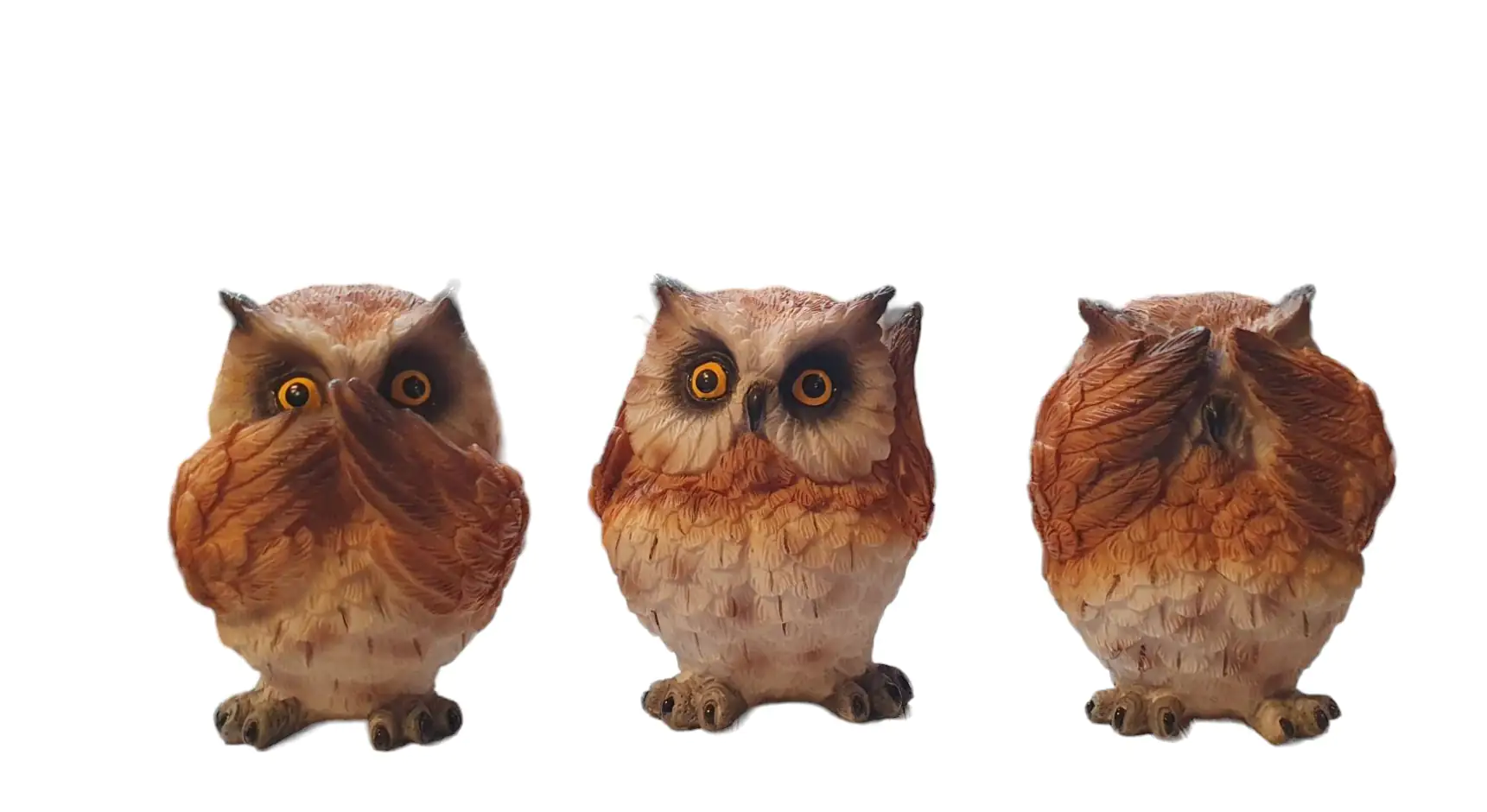 Figur Eule 3-fach sort. Polyresin 10 x 6 x 6 cm braun 