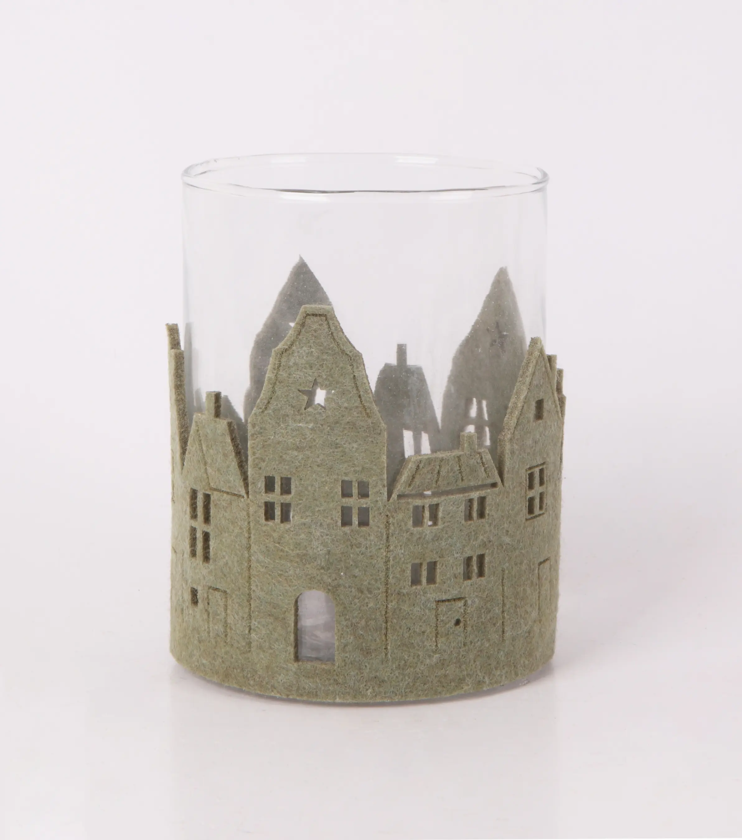 Windlicht Weihnachten Glas Ø 9 x 13 cm transparent grün Windlicht Weihnachten Glas Ø 9 x 13 cm transparent grün