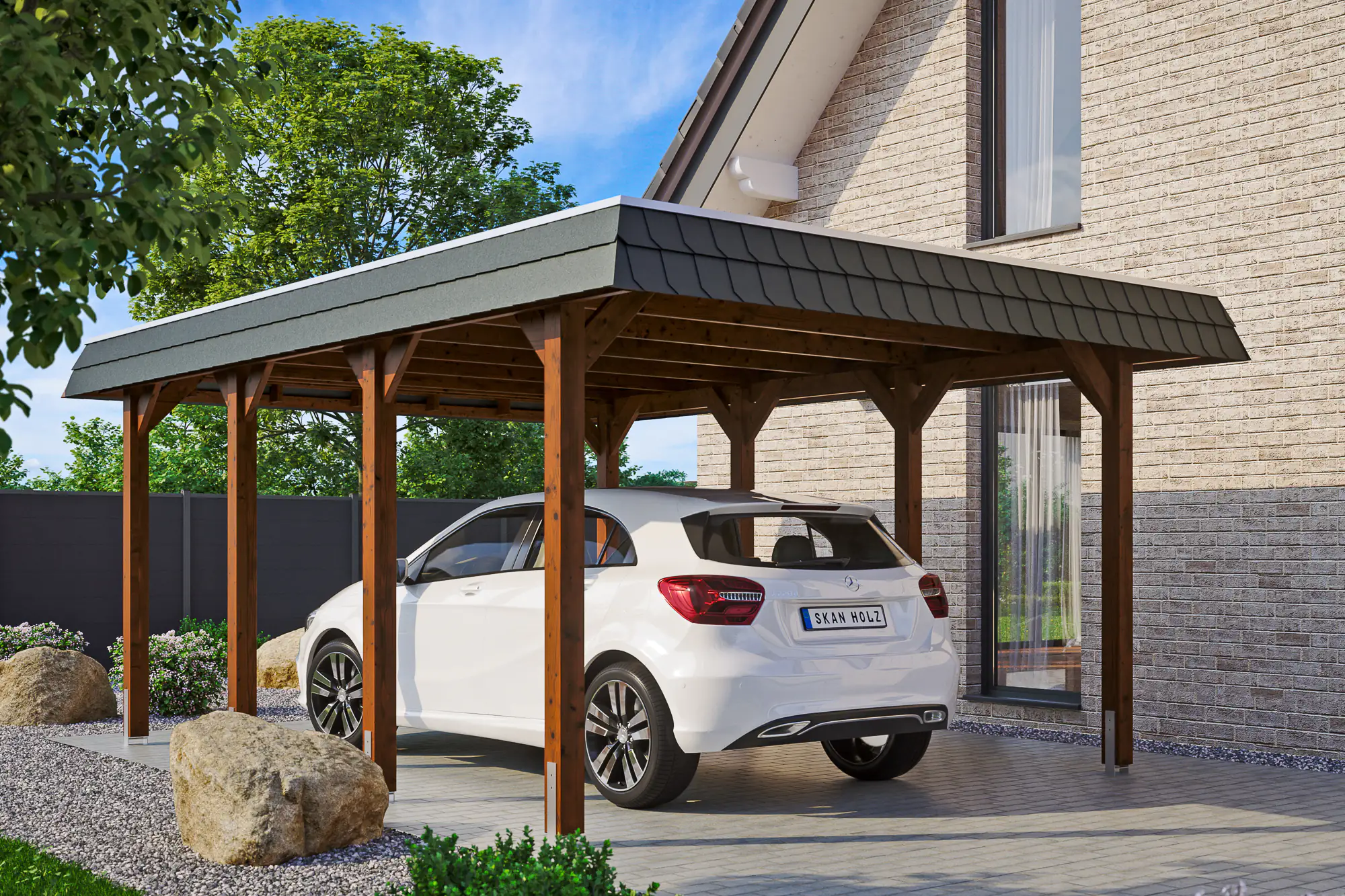 4018211034017 SKAN HOLZ Carport Spreewald 396 x 589 cm mit EPDM-Dach