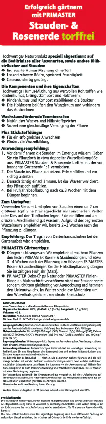 Primaster Stauden- & Rosenerde torffrei 40 L Primaster Stauden- & Rosenerde torffrei 40 L