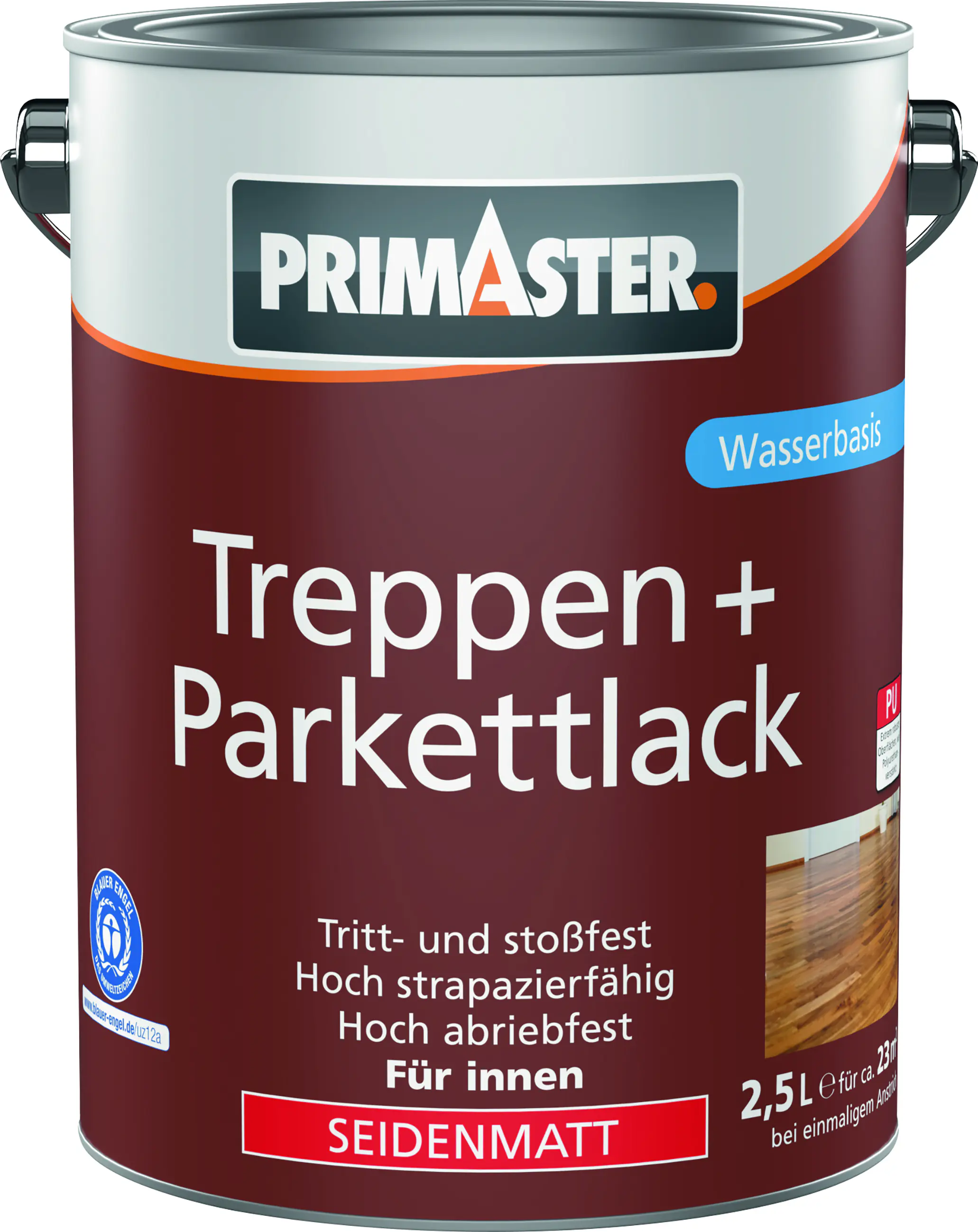 Primaster Treppen + Parkettlack farblos seidenmatt 2,5 L Primaster Treppen + Parkettlack farblos seidenmatt 2,5 L