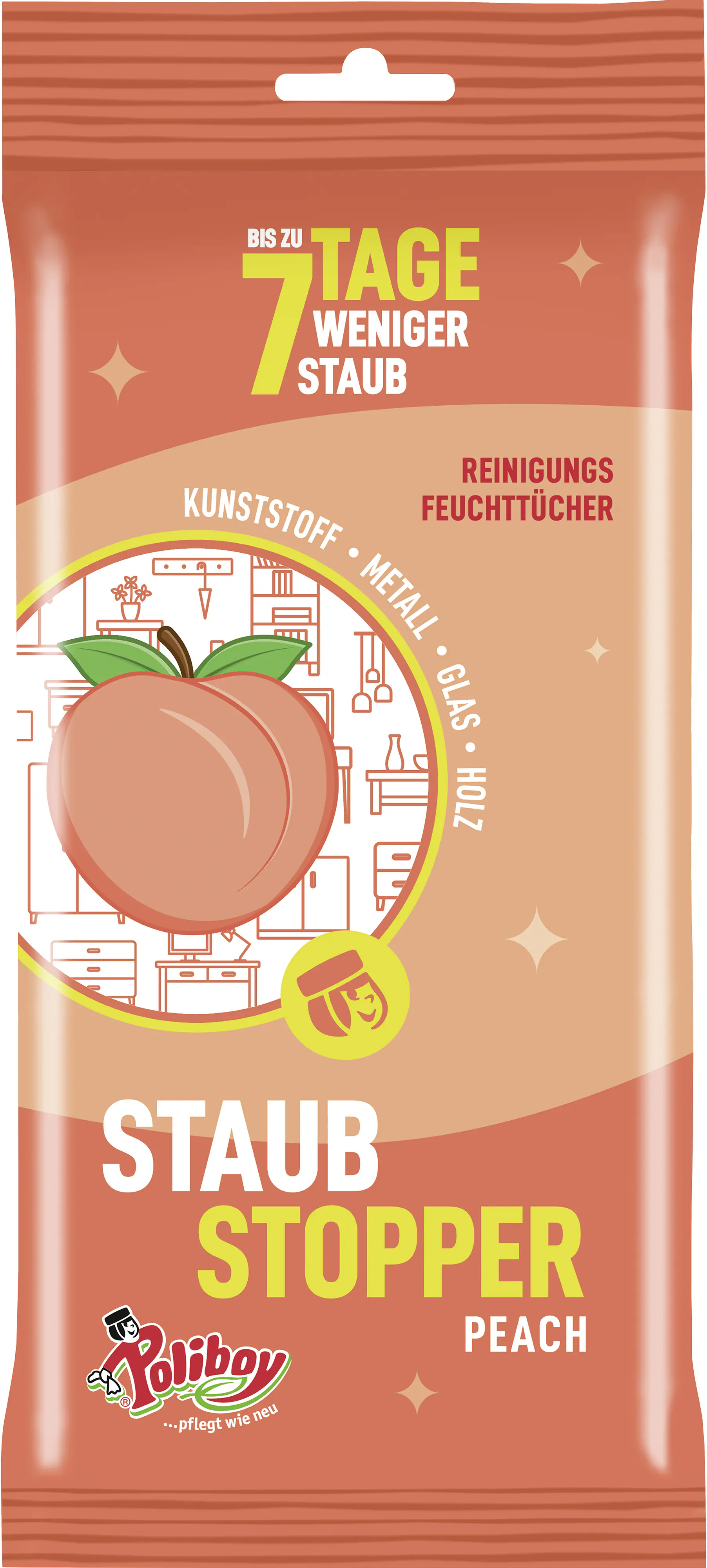 Poliboy Staubstopper Feuchttücher Pfirsich - 24 Stk. Poliboy Staubstopper Feuchttücher Pfirsich - 24 Stk.