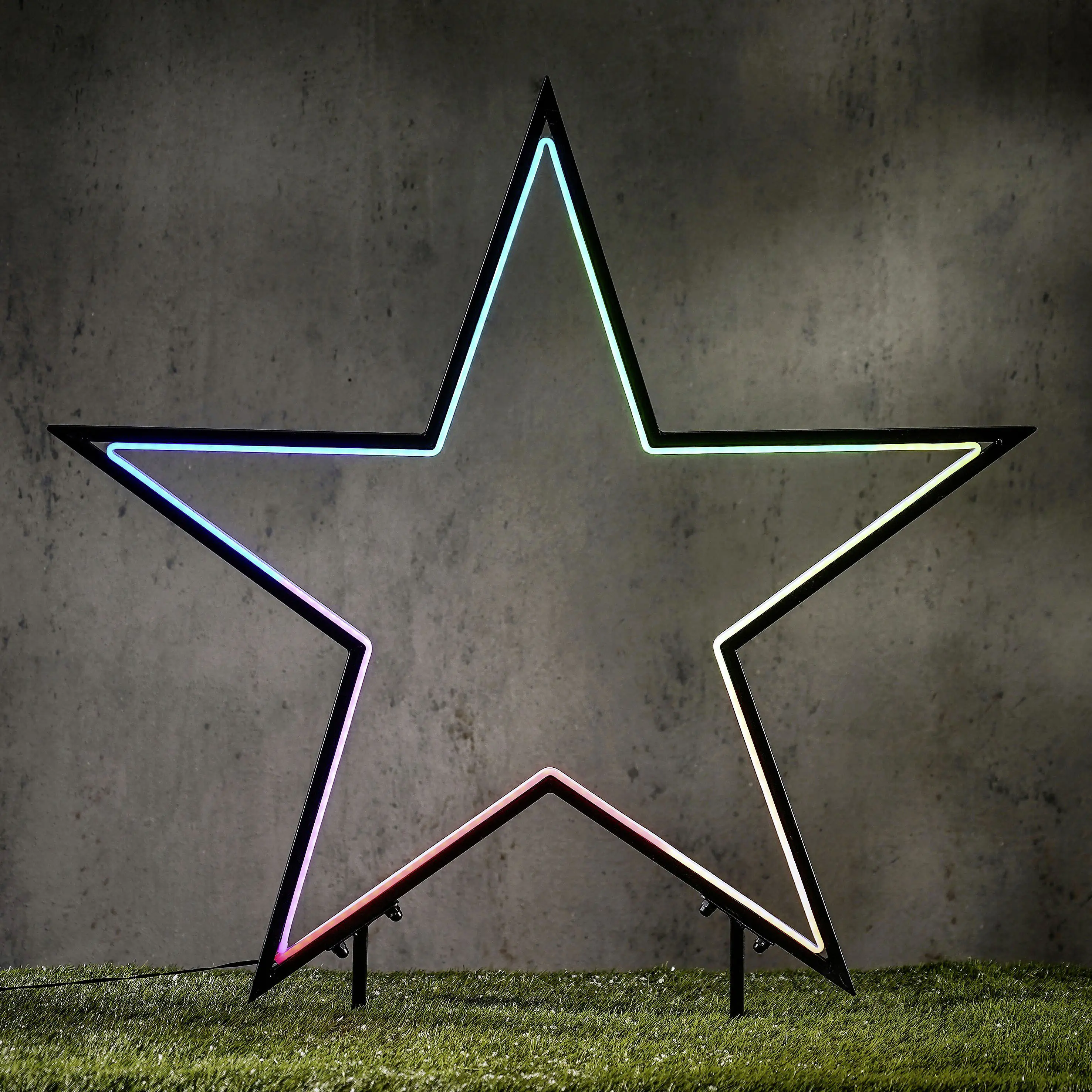 Garden d'light Neon Gartenstecker LED Stern Eisen schwarz Ø 90 x 102 cm RGB mit Timer Garden d'light Neon Gartenstecker LED Stern Eisen schwarz Ø 90 x 102 cm RGB mit Timer