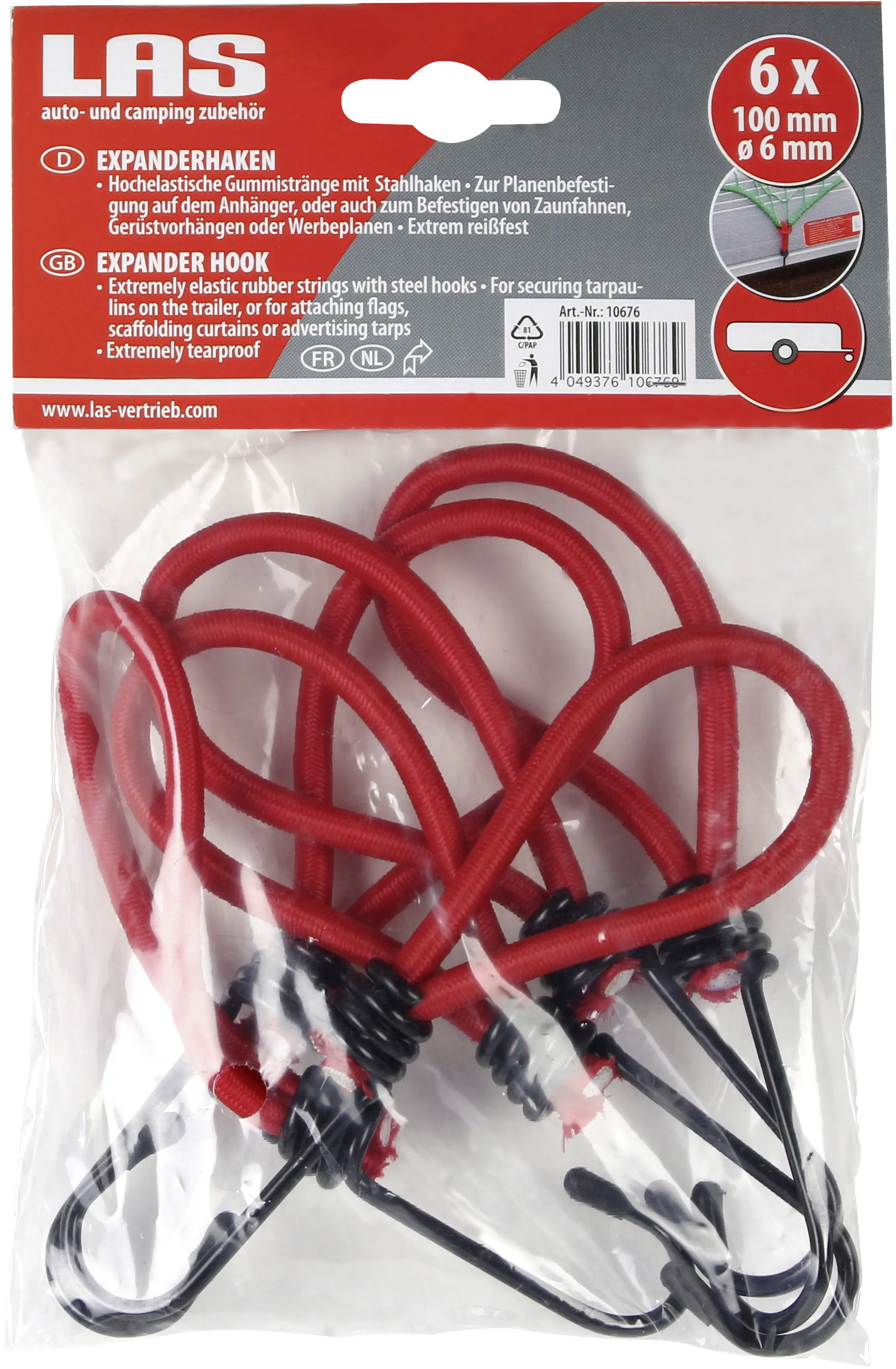 LAS Expanderhaken 100 x 6 mm 6-tlg. rot