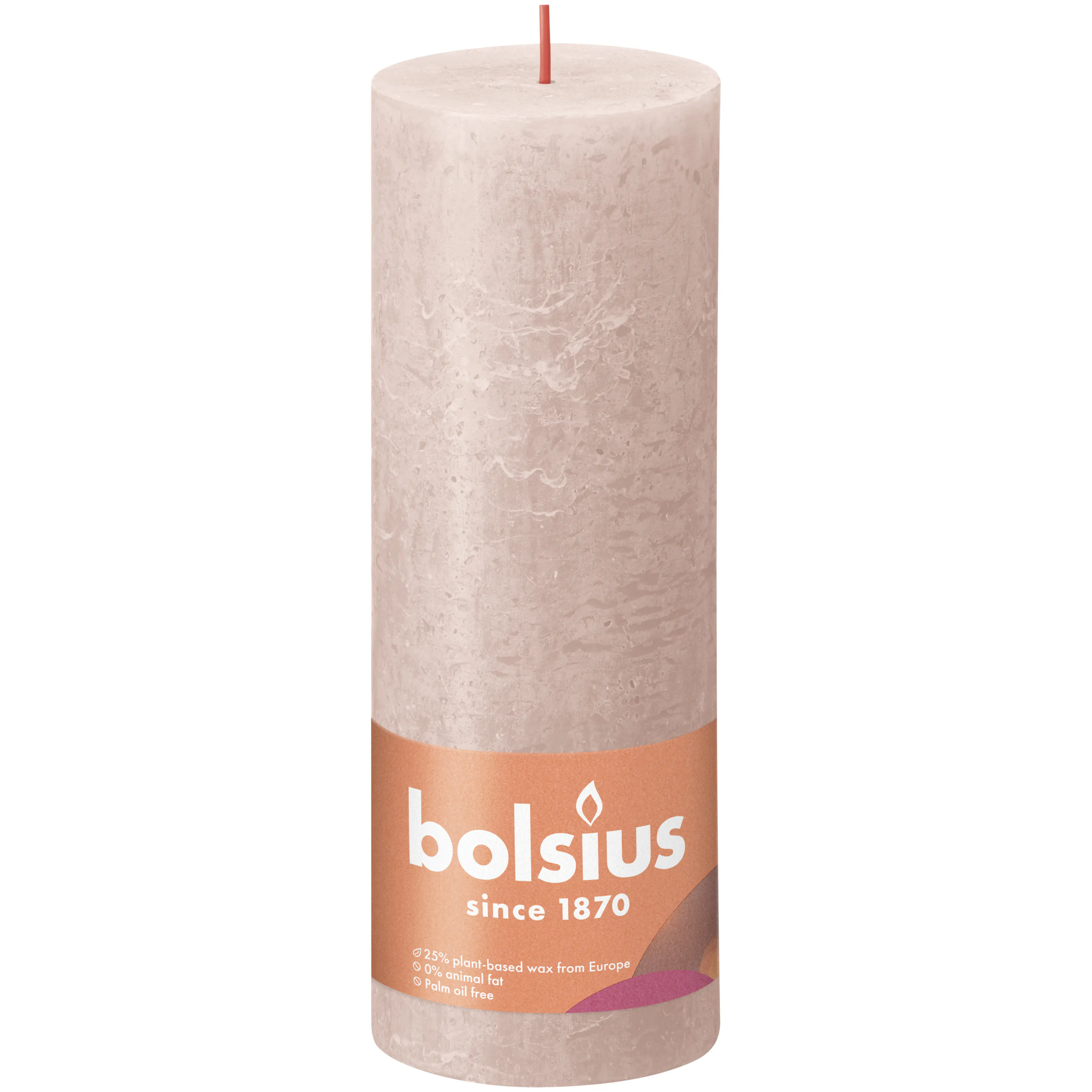 Bolsius Rustik Stumpenkerze nebliges rosa, Höhe: 19 cm, Ø 6,8 cm