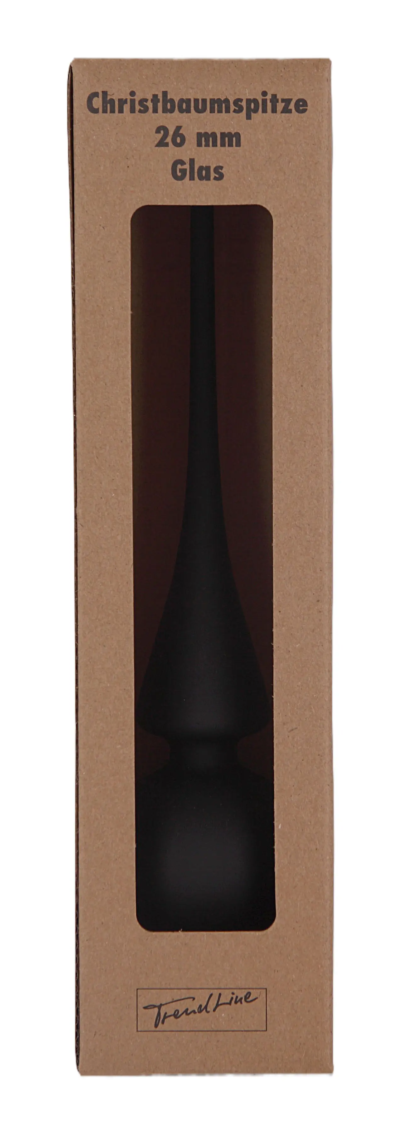 TrendLine Christbaumspitze aus Glas 26 cm schwarz matt
