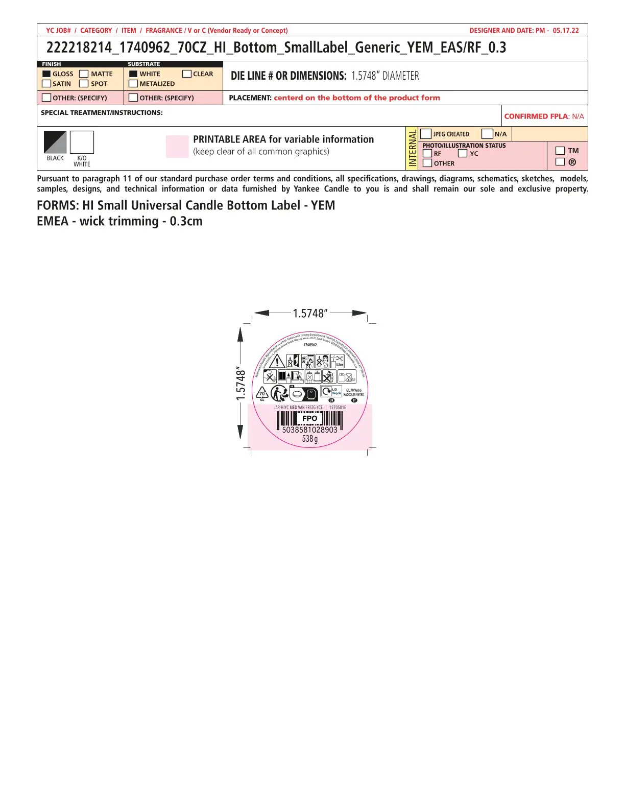 Yankee Candle Duftkerze Großes Glas Vanilla Frosting 538 g, creme