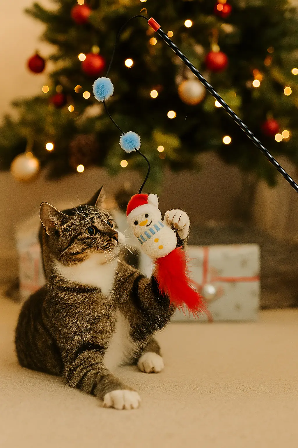 Nobby Xmas Katzenangel mit Schneemann 105 cm