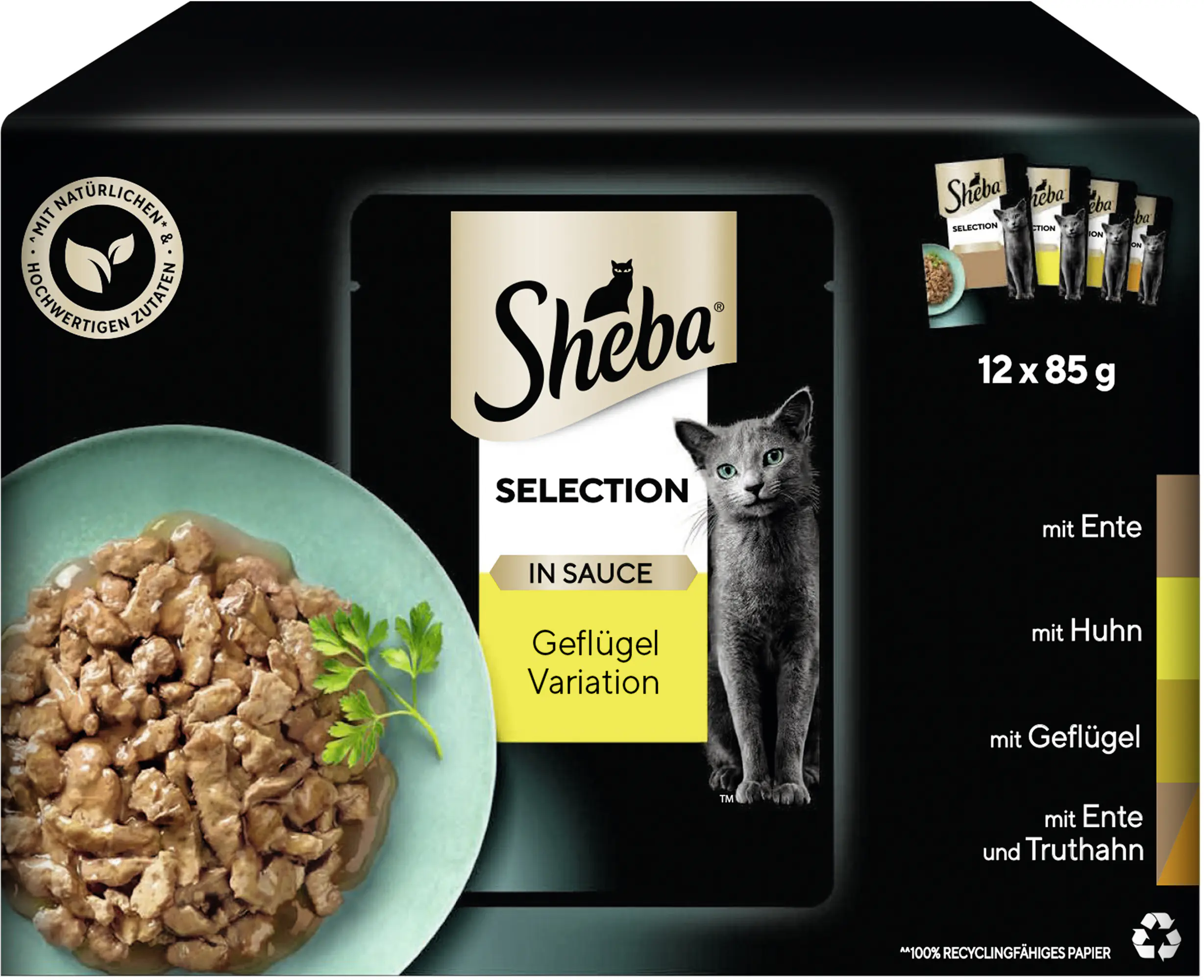 Sheba Selection in Sauce Katzennassfutter Adult 12 x 85 g Geflügel Variation