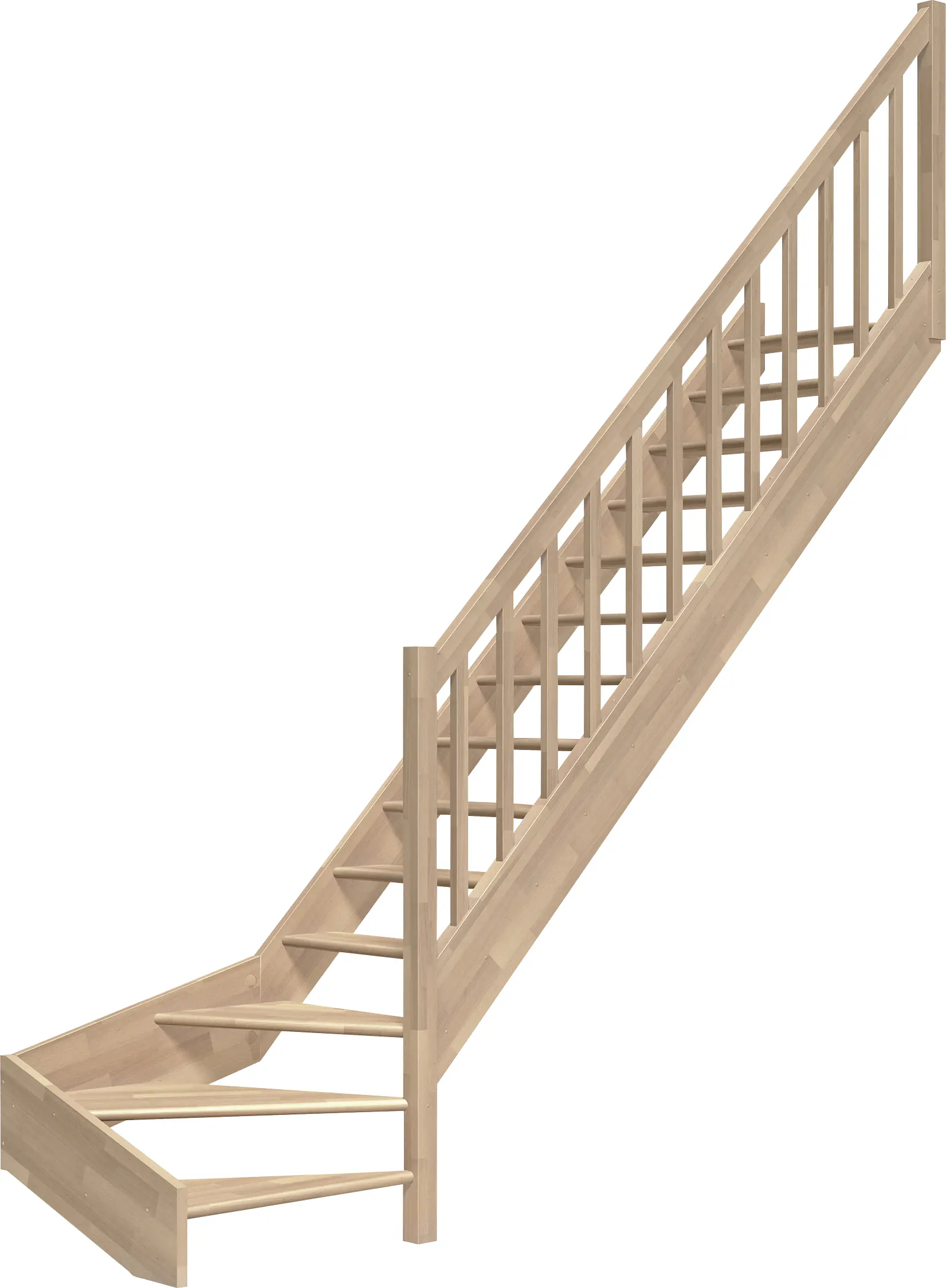 Dolle Raumspartreppen Paris 1/4-gew. Buche unbehandelt inkl. Geländer