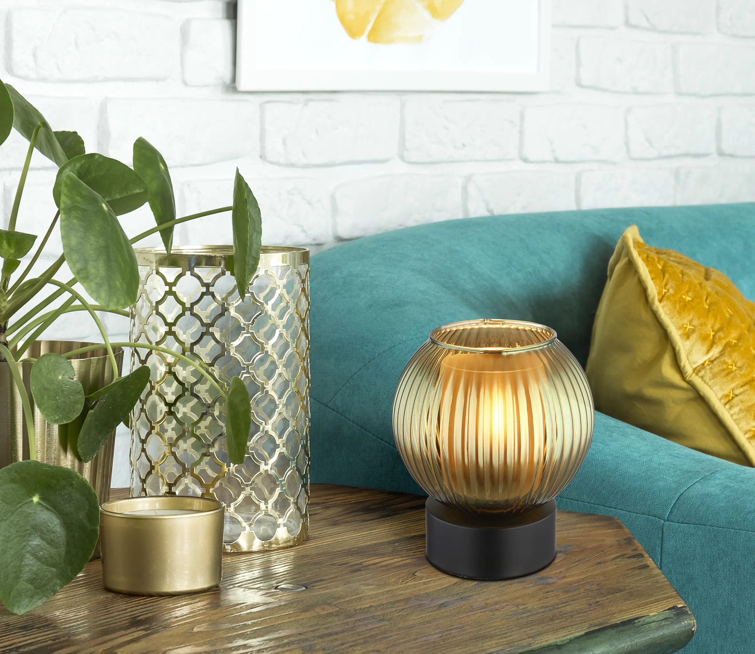 Globo Tischleuchte Zumba schwarz grün 17 x 15 cm E27 Globo Tischleuchte Zumba schwarz grün 17 x 15 cm E27