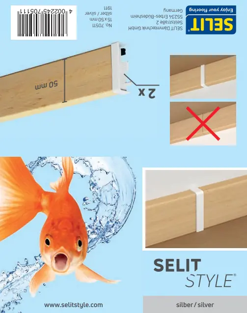 SELITSTYLE Außenecke silber Höhe 50 mm