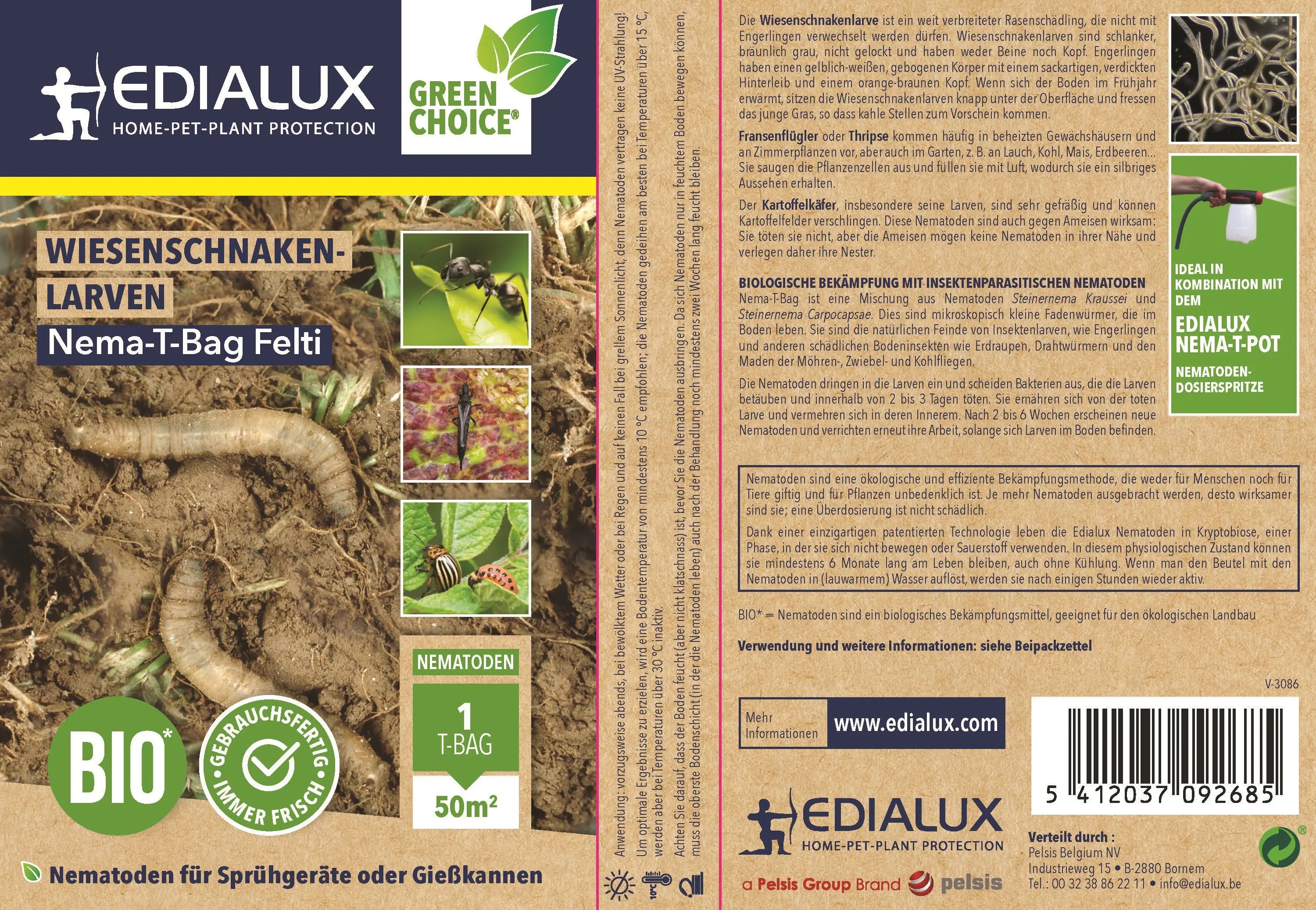 Edialux Nematoden T-Bag Felti gegen Wiesenschnakenlarven 50 m² Edialux Nematoden T-Bag Felti gegen Wiesenschnakenlarven 50 m²