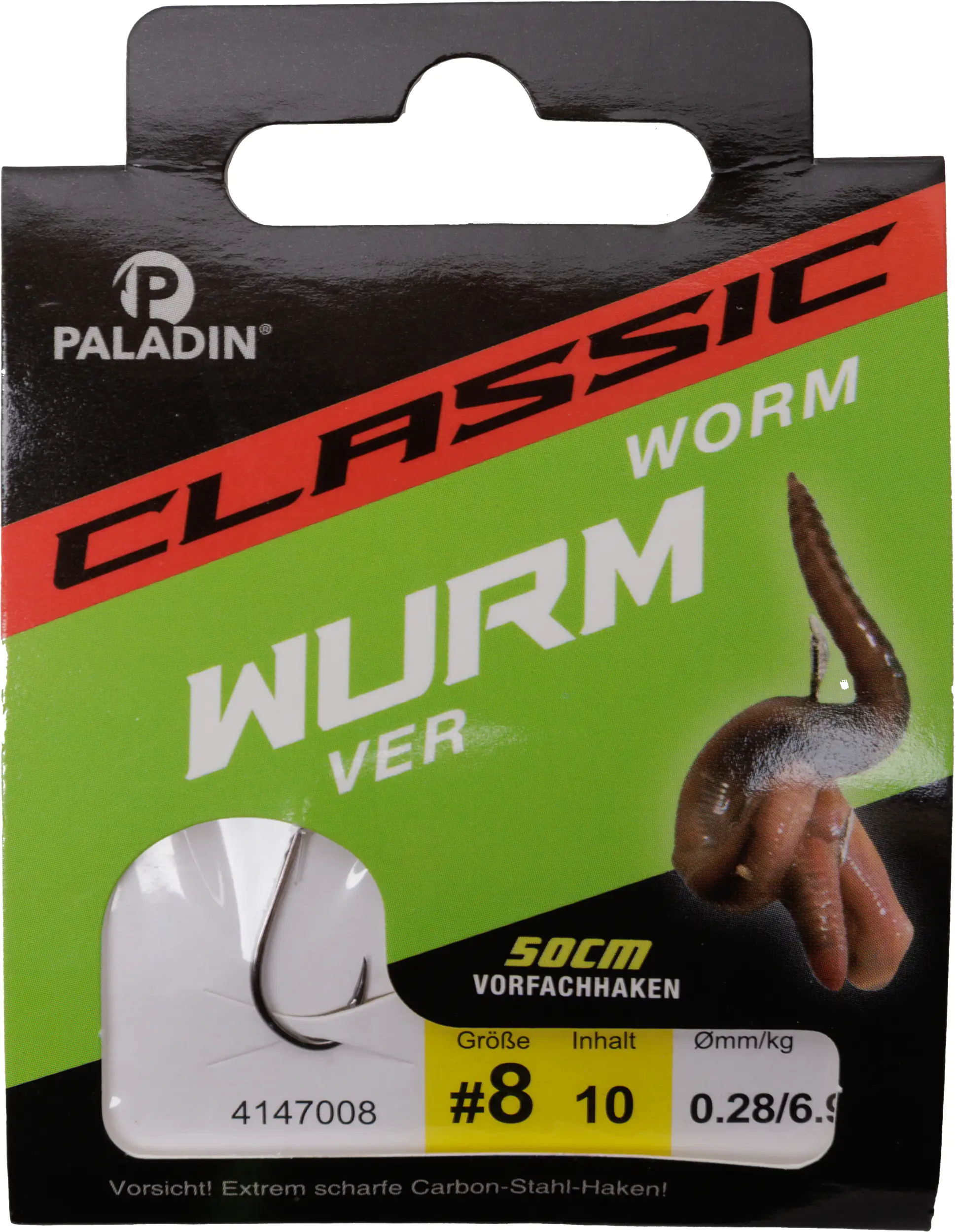 Paladin Wurmhaken gebunden Größe 8 50 cm 10 Stück gunsmoke 