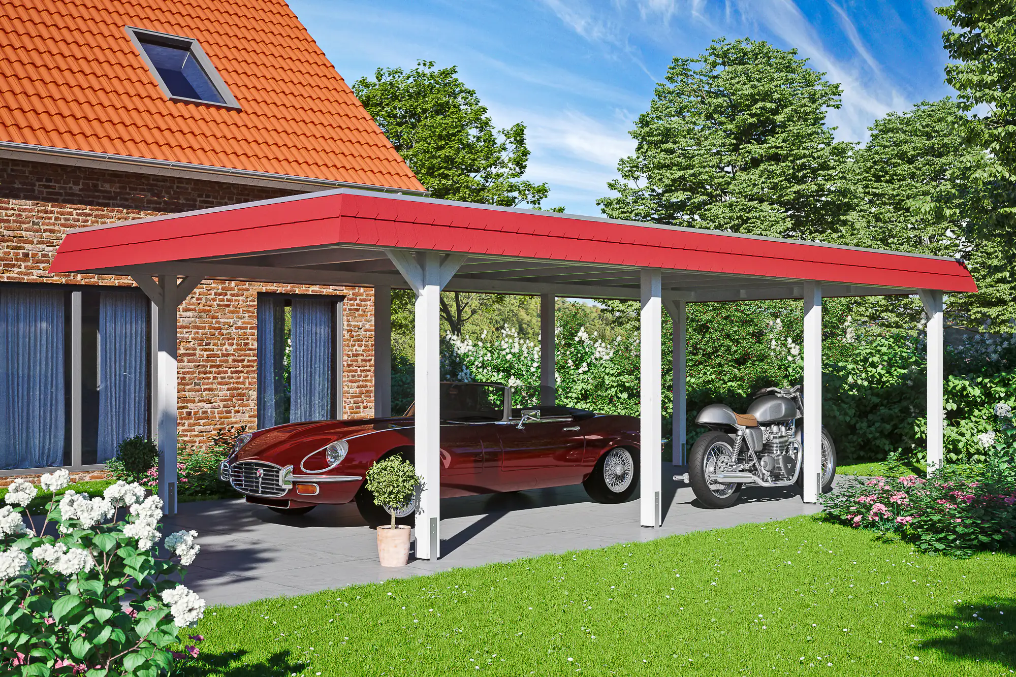 SKAN HOLZ Carport Wendland 409 x 870 cm mit Aluminiumdach