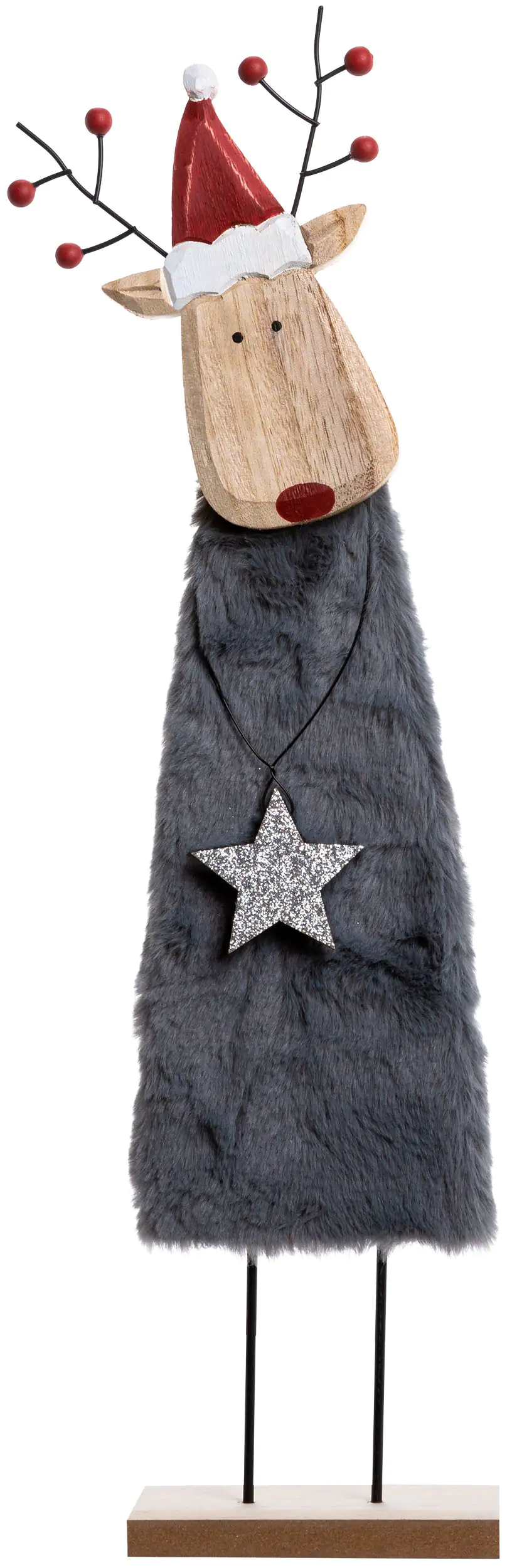 TrendLine Weihnachtsaufsteller Holz Rentier 50 x 12 cm weiß rot