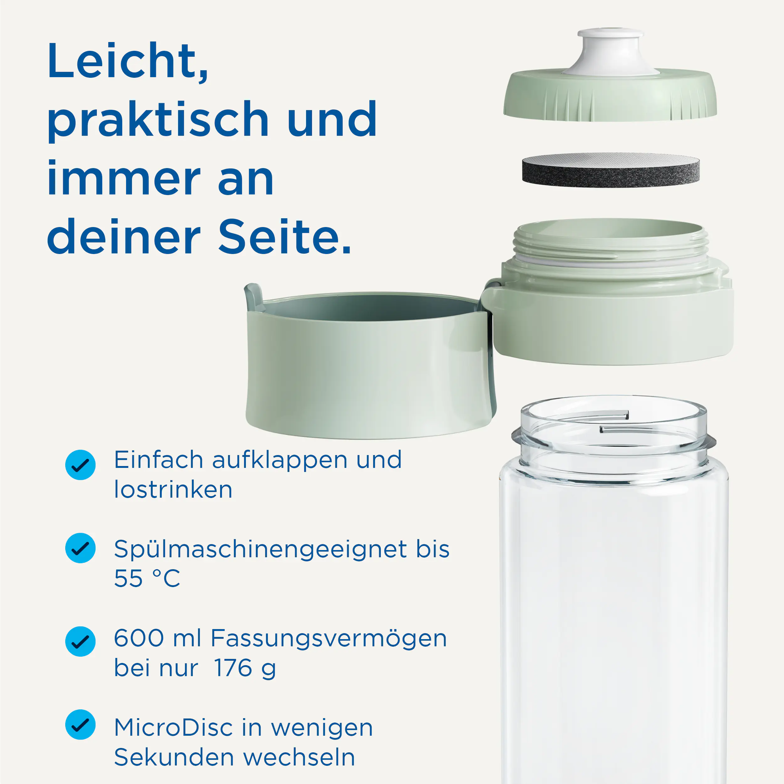 Brita Wasserfilterflasche Model Vital 600 ml hellblau