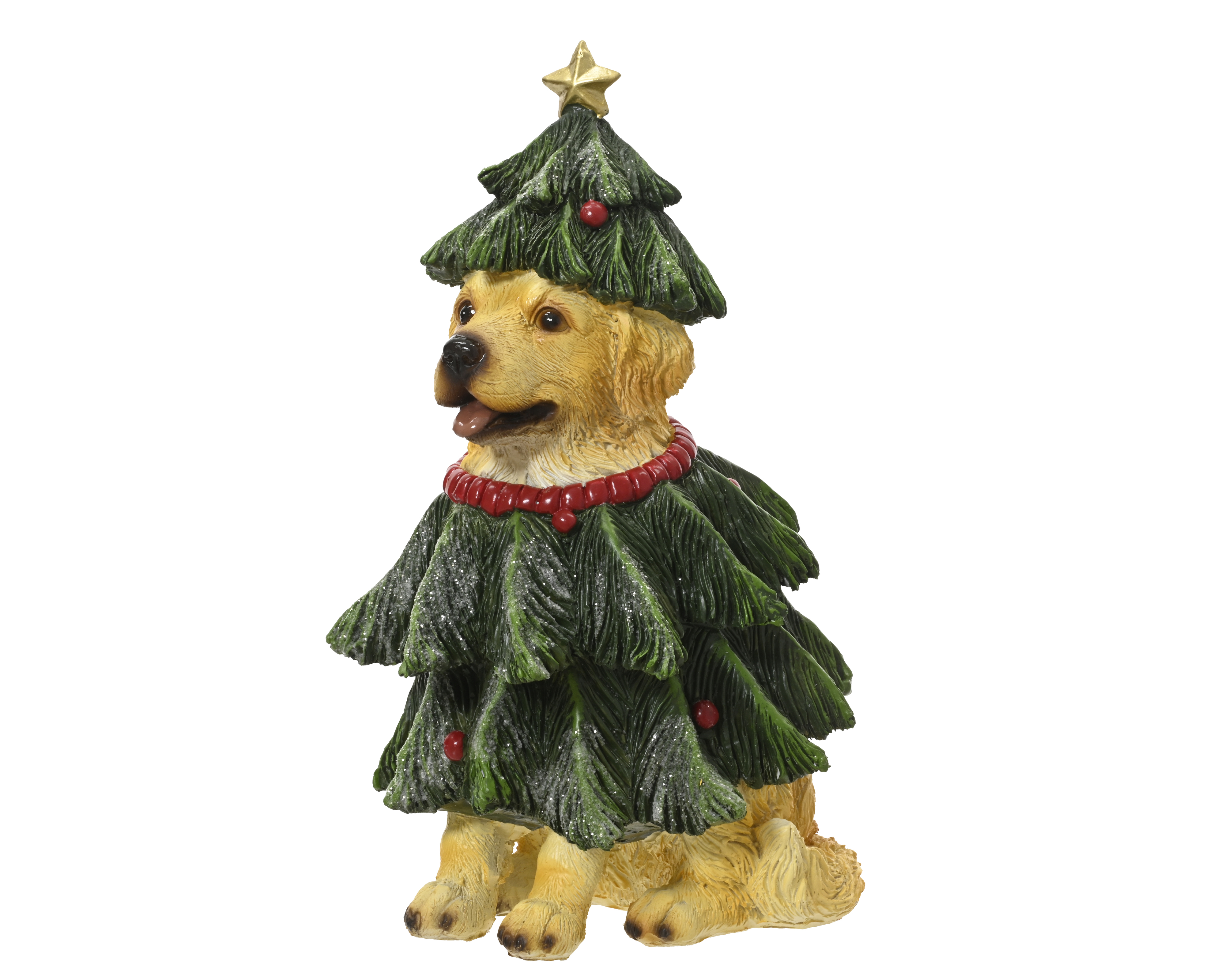 Decoris Dekofigur Hund 13 x 14 x 24 cm gold/grün