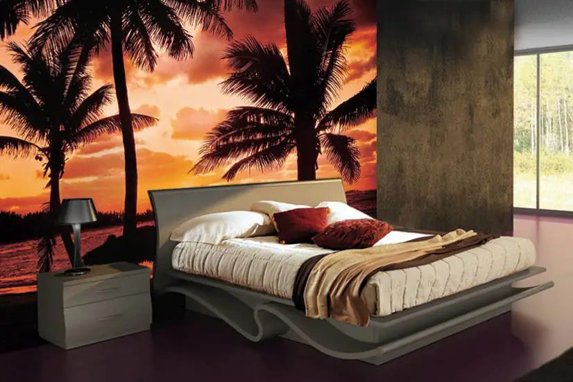 papermoon Vlies- Fototapete Digitaldruck 350 x 260 cm Palm Beach at Dusk