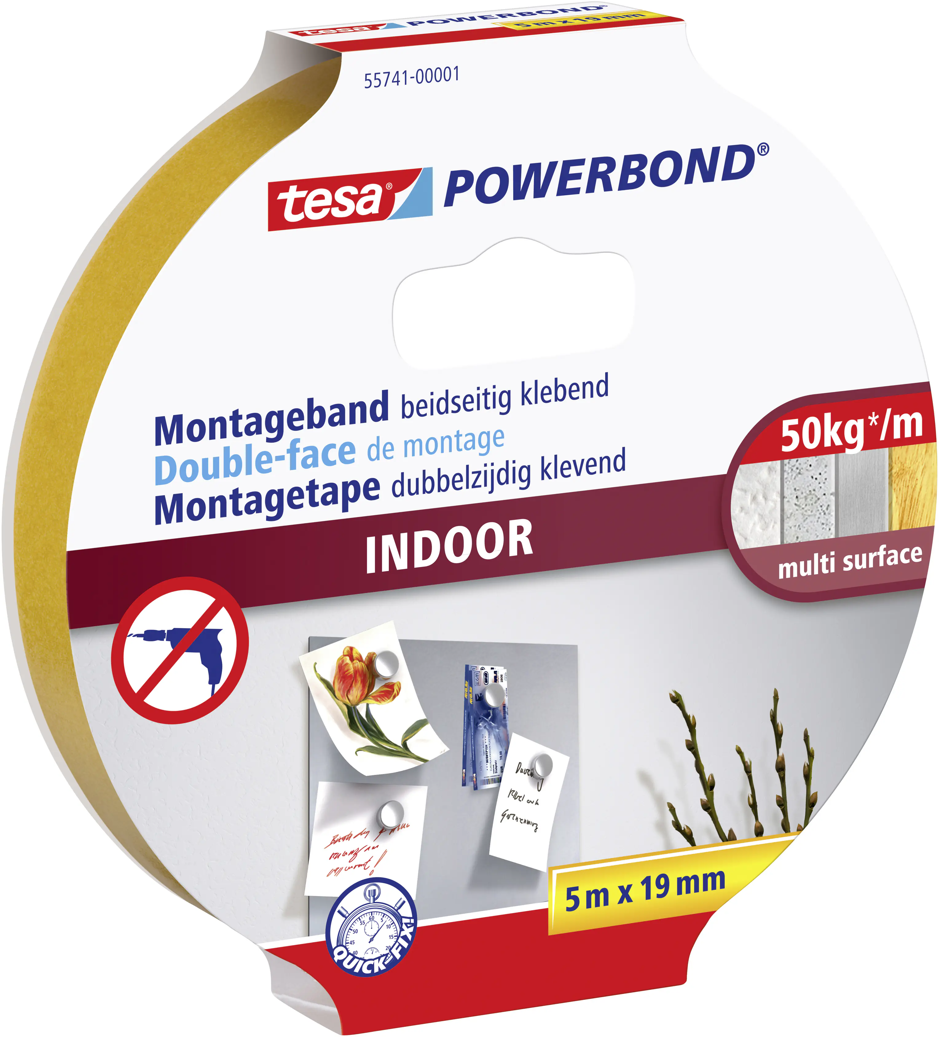 tesa doppelseitiges Montageband Indoor 5 m x 19 mm