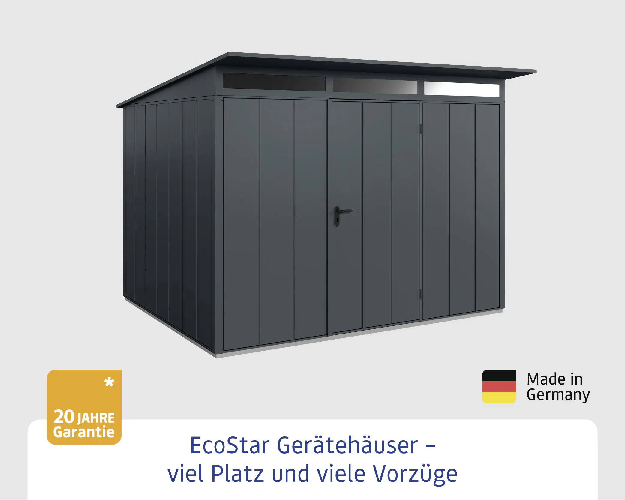 EcoStar Gerätehaus Elegant-P Typ 3 anthrazitgrau 312,7 x 283,4 x 232,3 cm