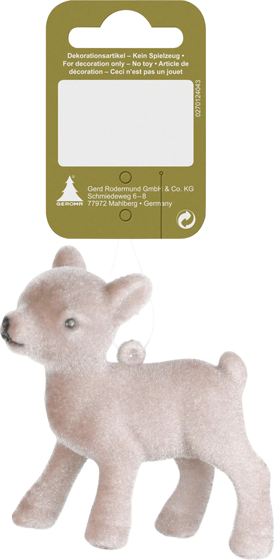 Weihnachtshänger Bambi Kunststoff 8 cm rosa 