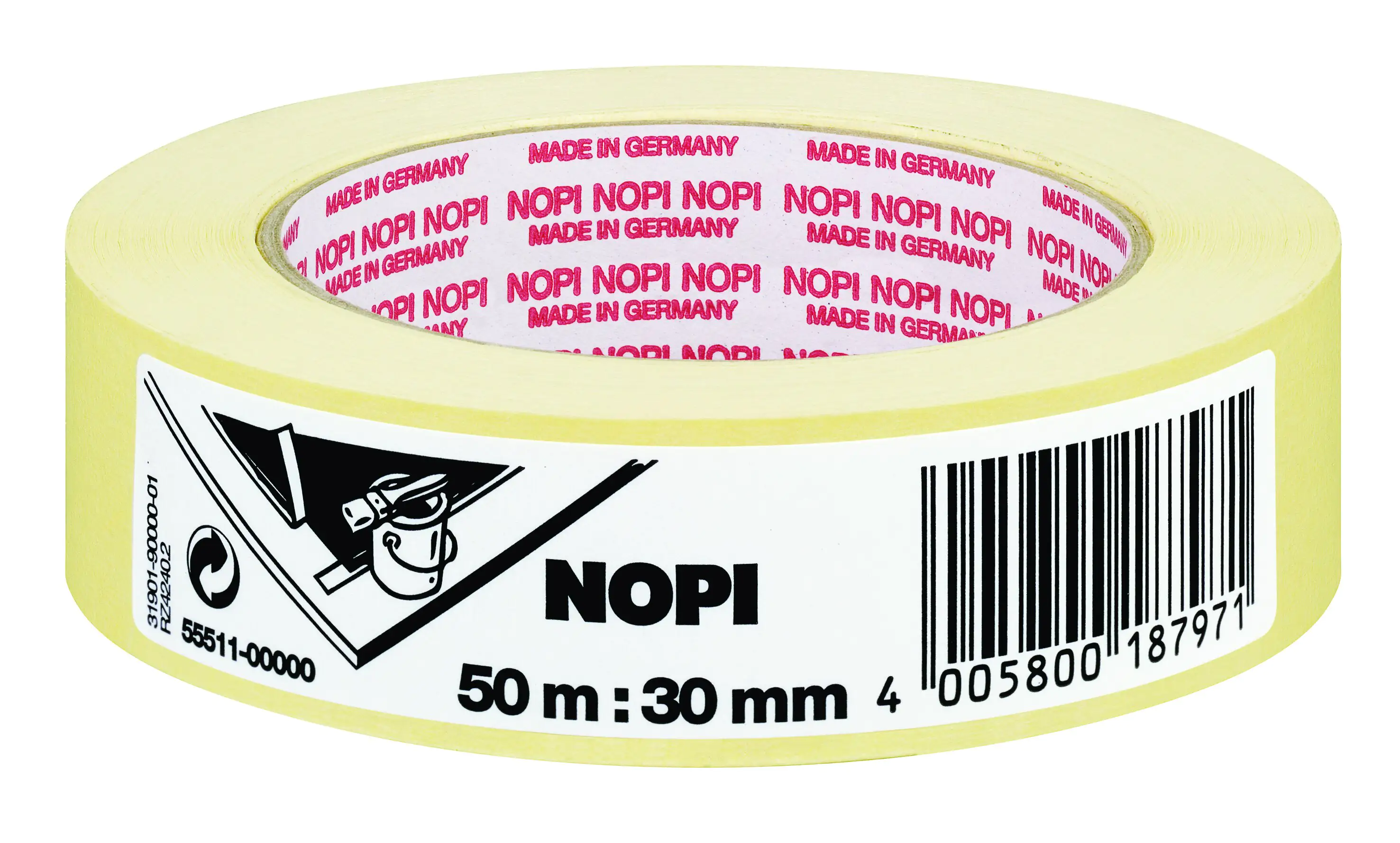 NOPI Flachkreppband 50 m x 30 mm, hellbeige NOPI Flachkreppband 50 m x 30 mm, hellbeige