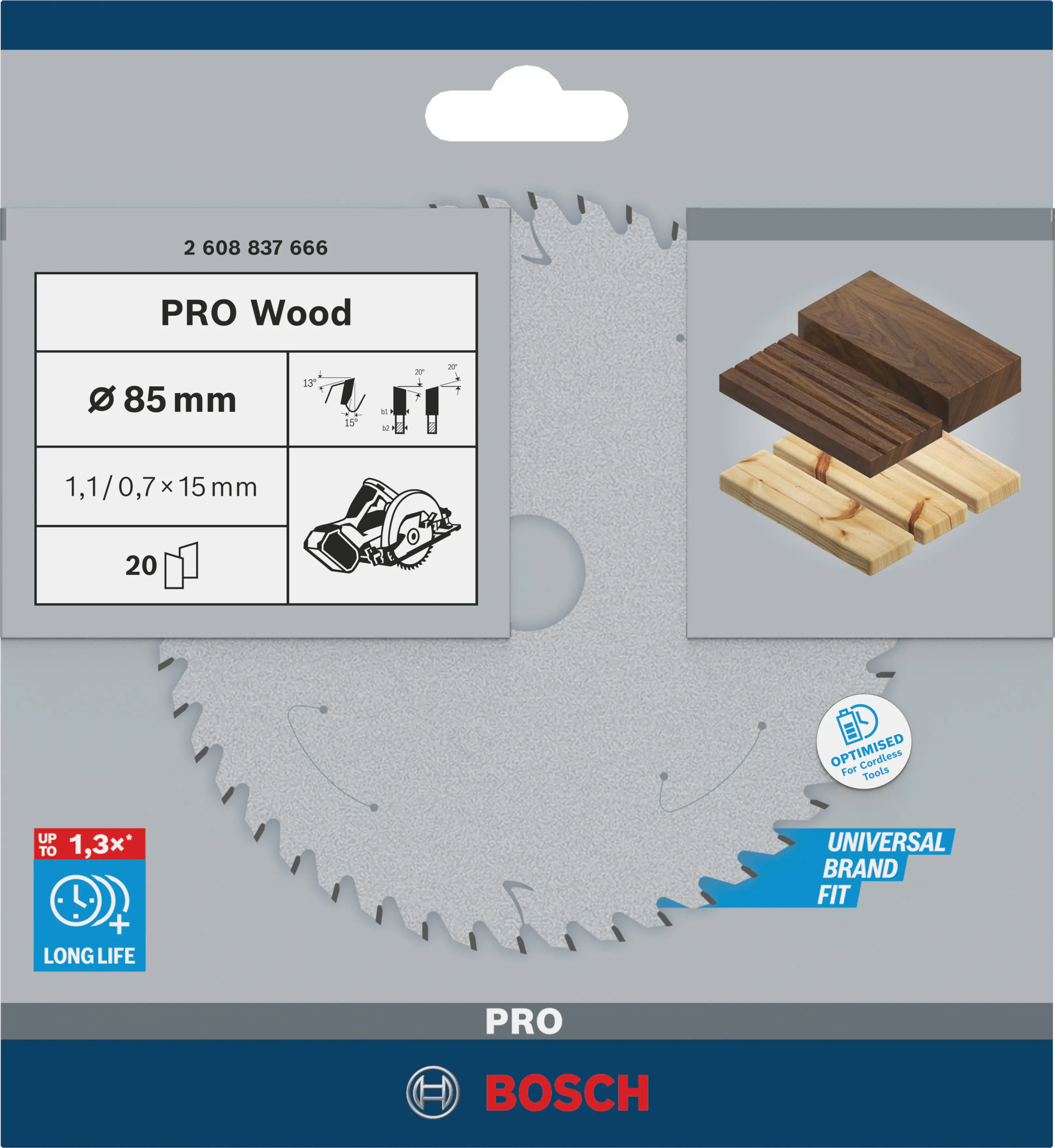 Bosch PRO Wood cordless Kreissägeblatt 85 x 1,1 x 15 mm