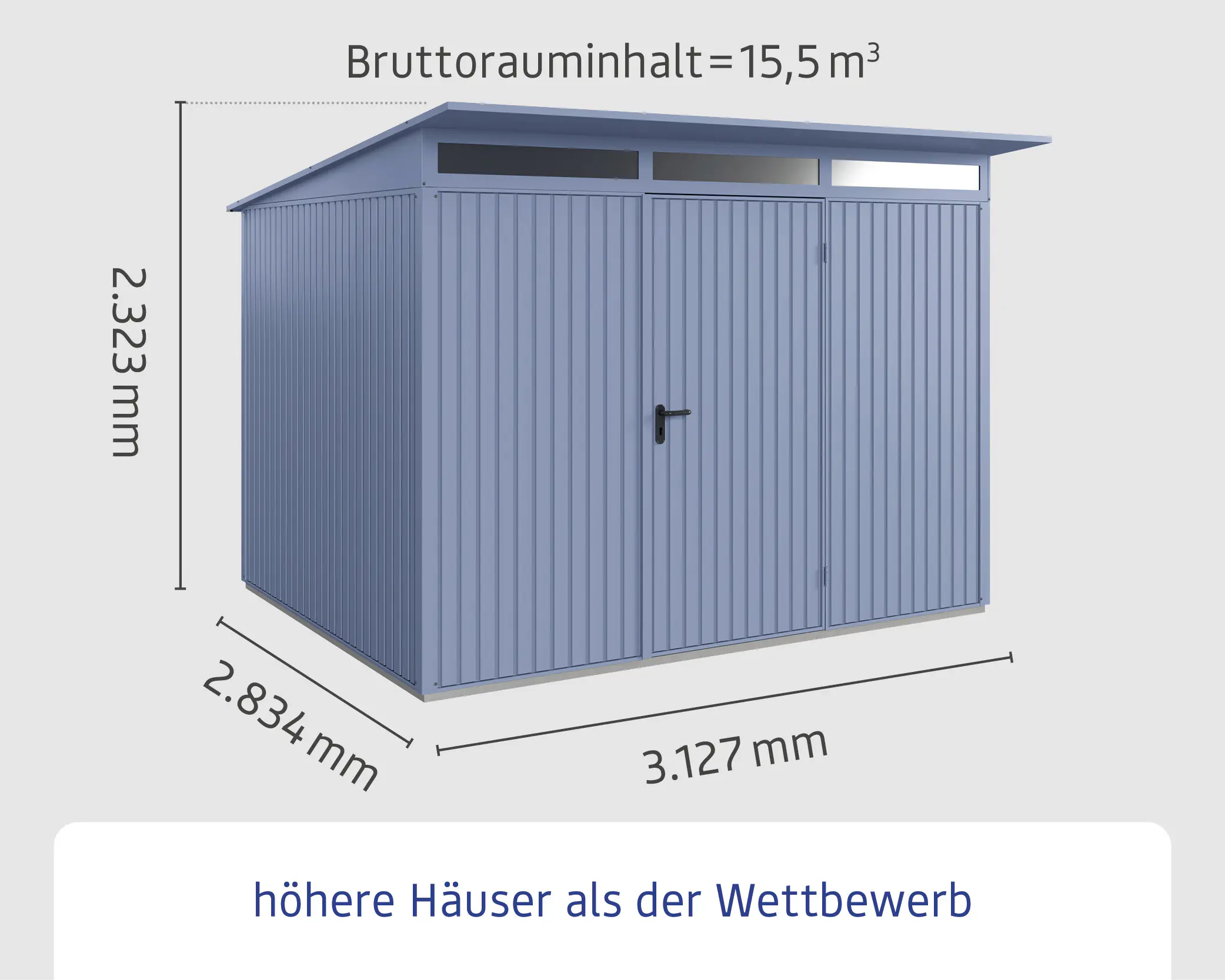 EcoStar Gerätehaus Trend-P Typ 3 312,7 x 283,4 x 232,3 cm taubenblau