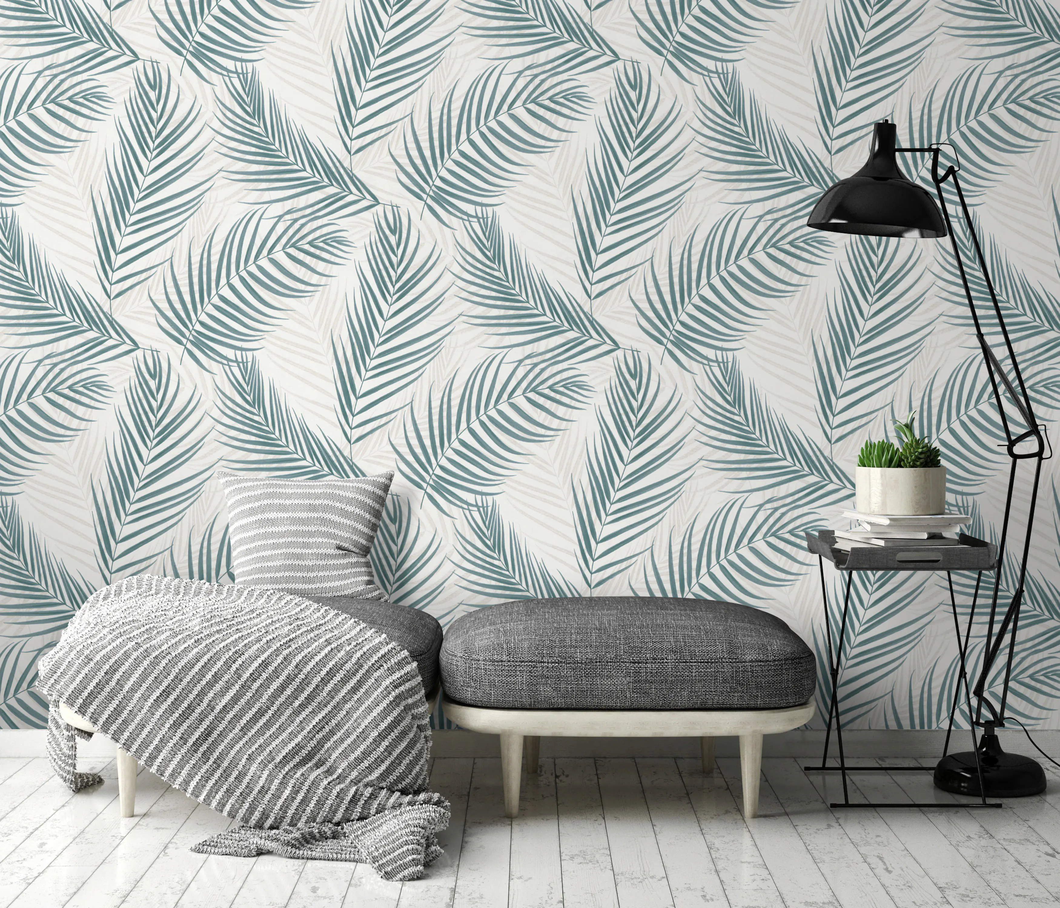 Erismann Vliestapete Floral petrol/weiß 10,05 x 0,53 m