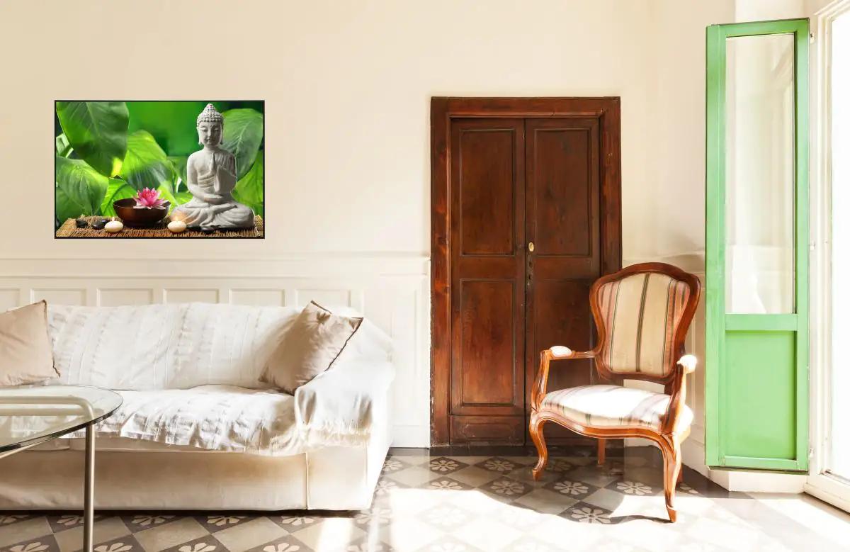 papermoon Infrarotheizkörper EcoHeat 90x120 cm 1200 Watt Buddha Meditation