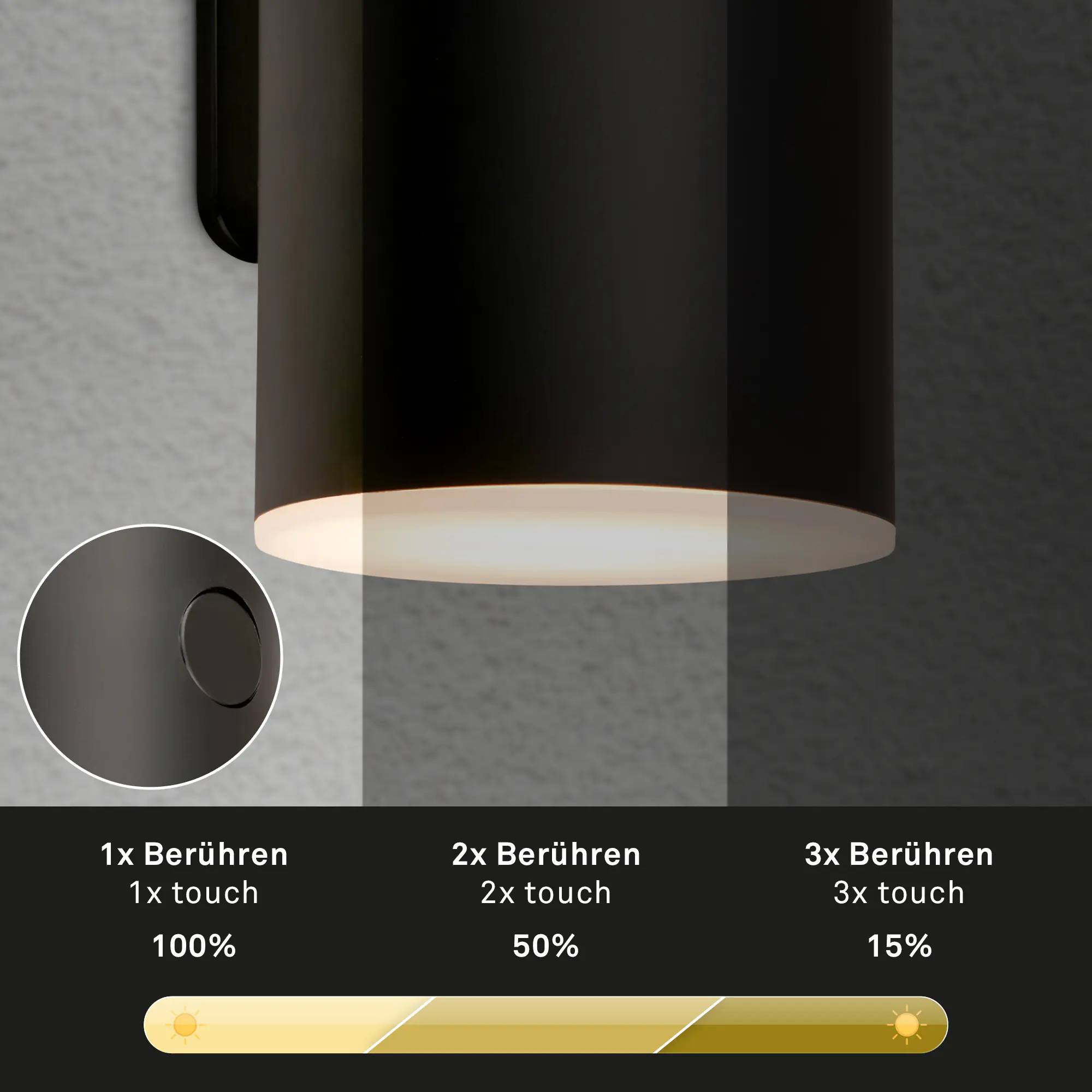 Briloner LED Akku-Außenwandleuchte Lima 6W schwarz dimmbar warmweiß Briloner LED Akku-Außenwandleuchte Lima 6W schwarz dimmbar warmweiß