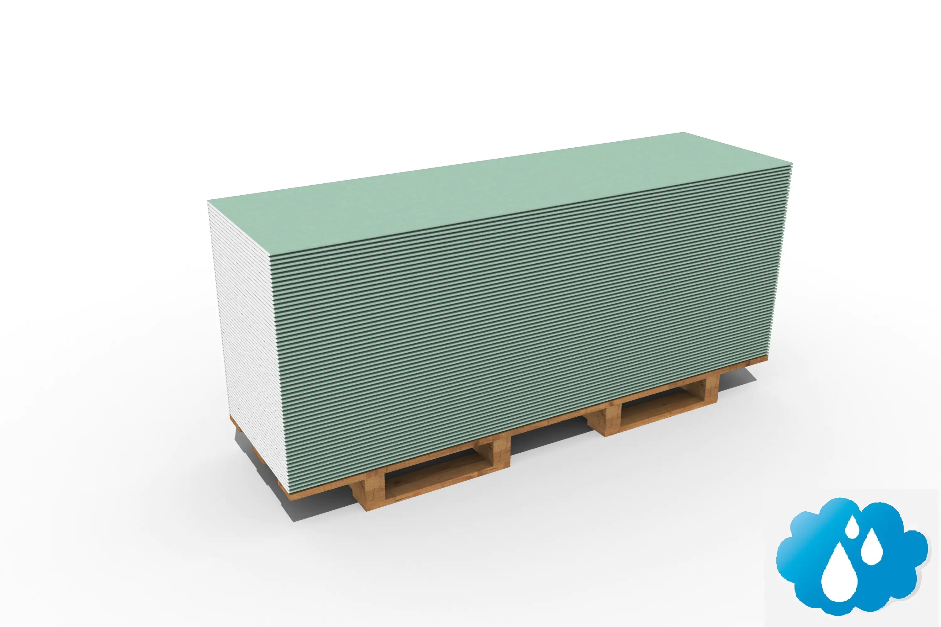 Knauf Gipskarton-Feuchtraumplatte GKBI 200 x 60 cm 12,5 mm 60 St. Palettenabnahme Knauf Gipskarton-Feuchtraumplatte GKBI 200 x 60 cm 12,5 mm 60 St. Palettenabnahme