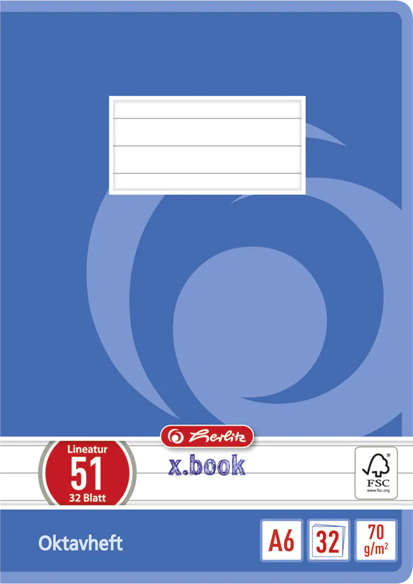 herlitz Schulheft Oktavheft A6 liniert 32 Blatt holzfreies Papier 70 g/m²