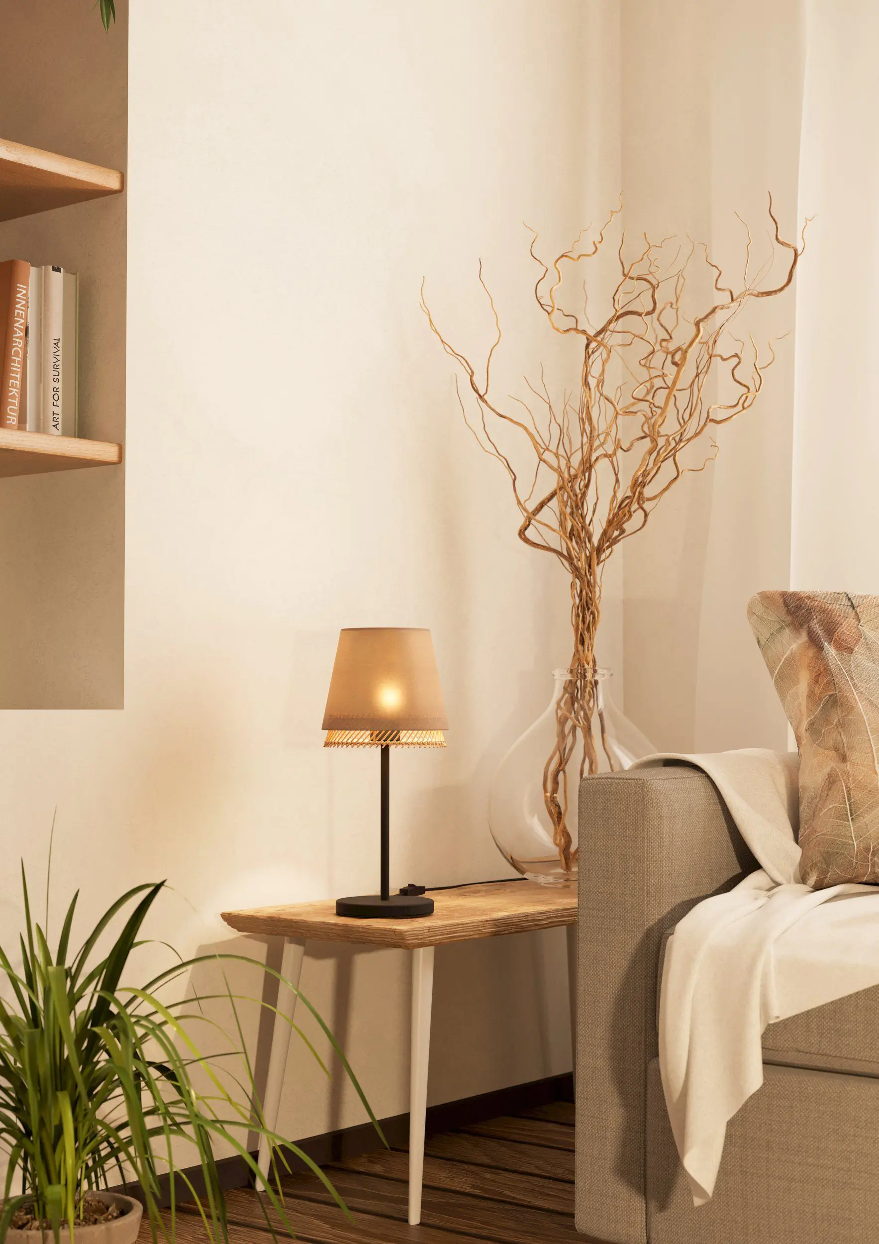 Eglo Tischleuchte Tabley schwarz natur 42,5 x 19 cm E27 Eglo Tischleuchte Tabley schwarz natur 42,5 x 19 cm E27