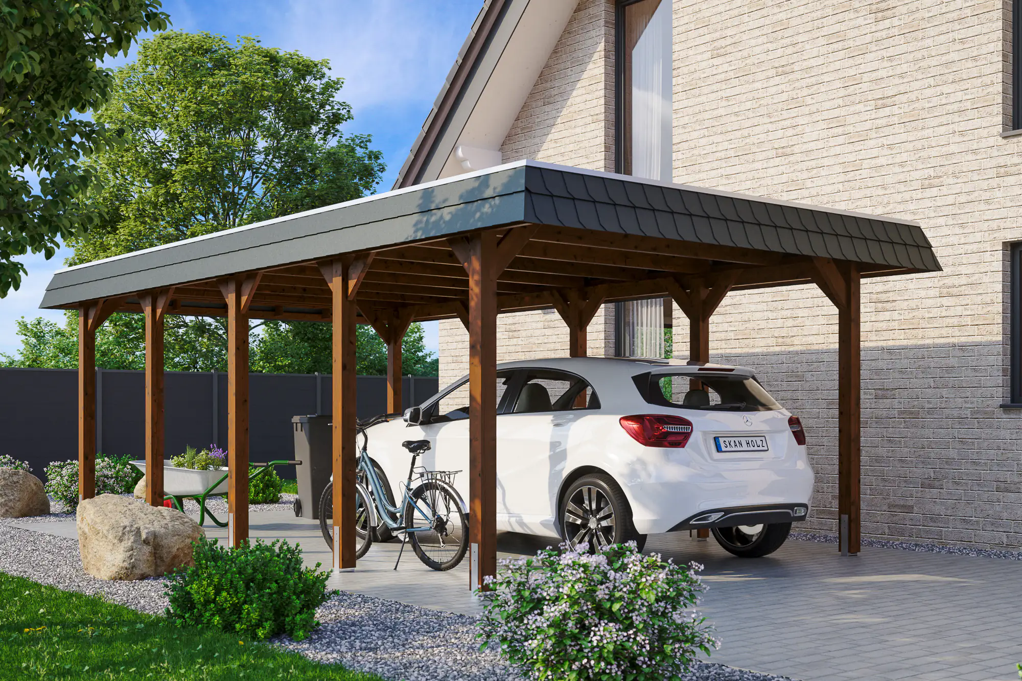 4018211034055 SKAN HOLZ Carport Spreewald 396 x 741 cm mit EPDM-Dach