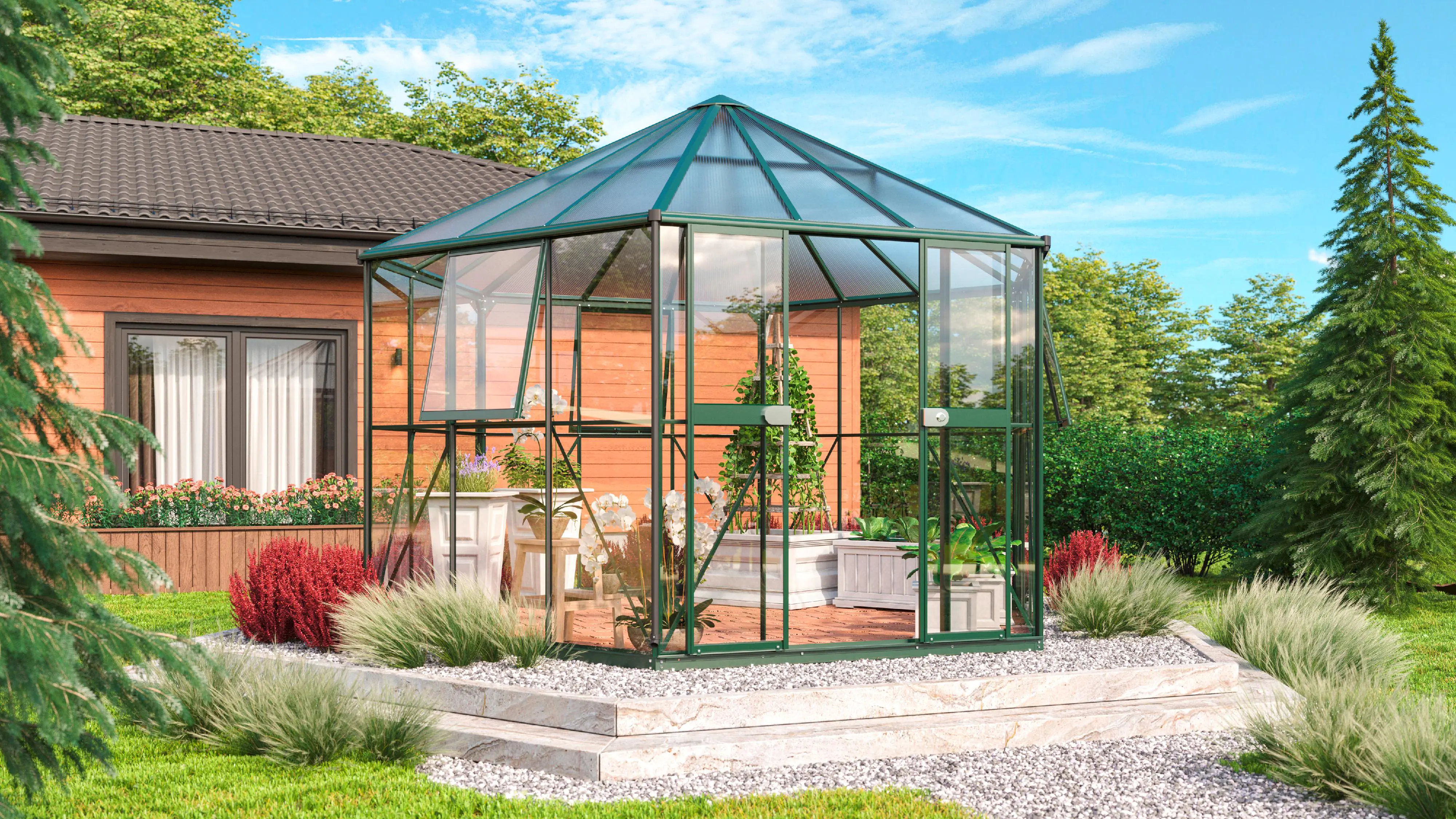 Vitavia Gewächshaus Juno 9000 383 x 331 cm 3 mm Sicherheitsglas Vitavia Gewächshaus Juno 9000 383 x 331 cm 3 mm Sicherheitsglas